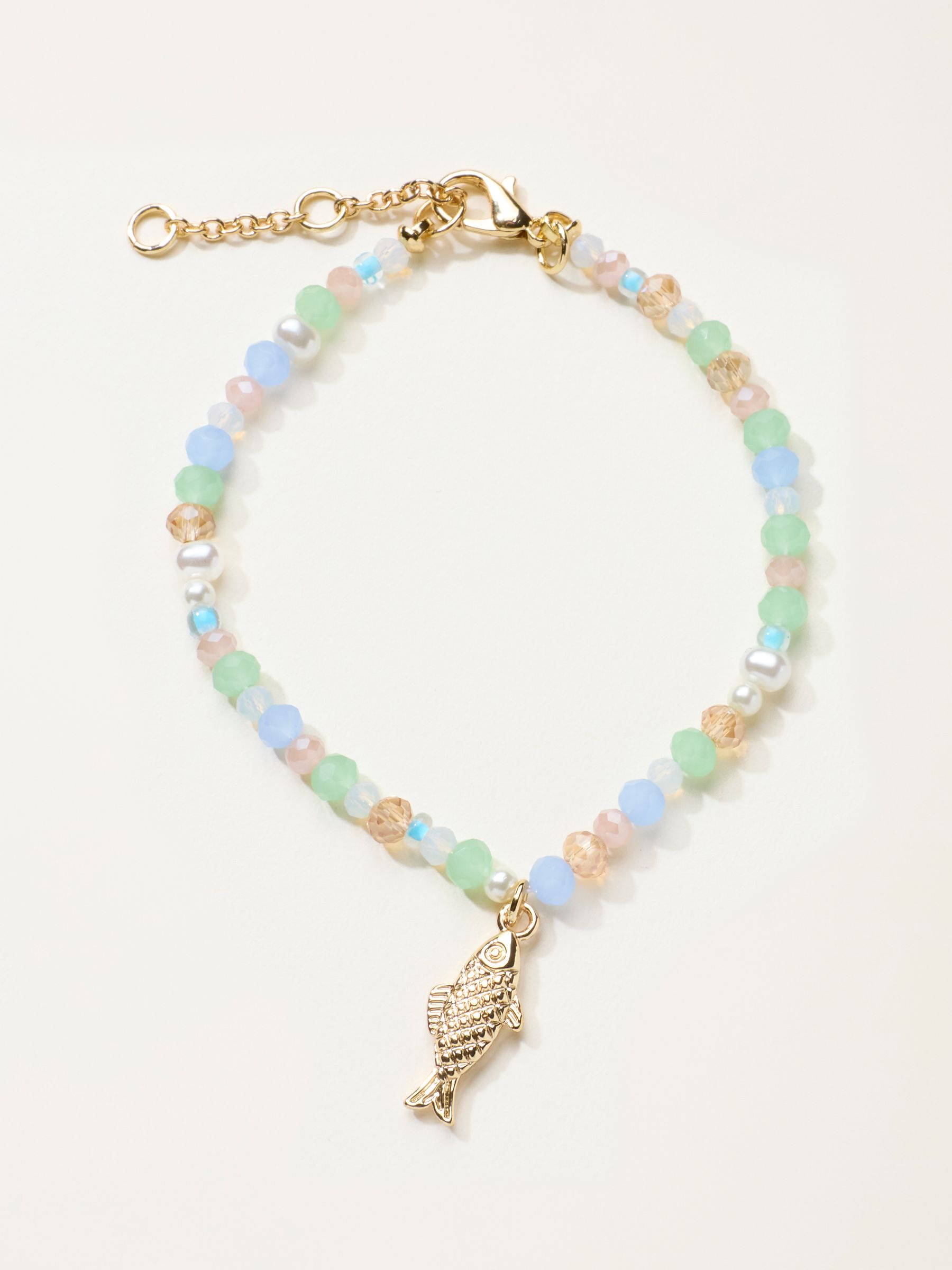 Gold Tone Beaded Fish Bracelet - Image 1 of 2