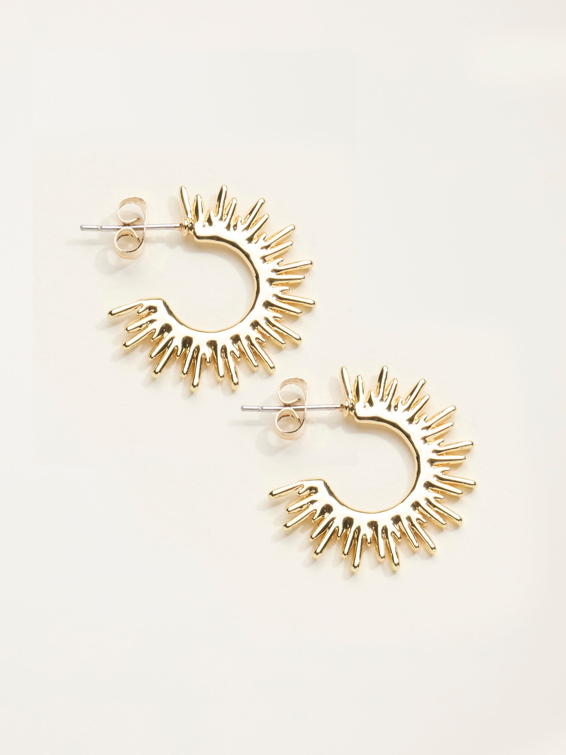 Gold Tone Sun Burst Earrings