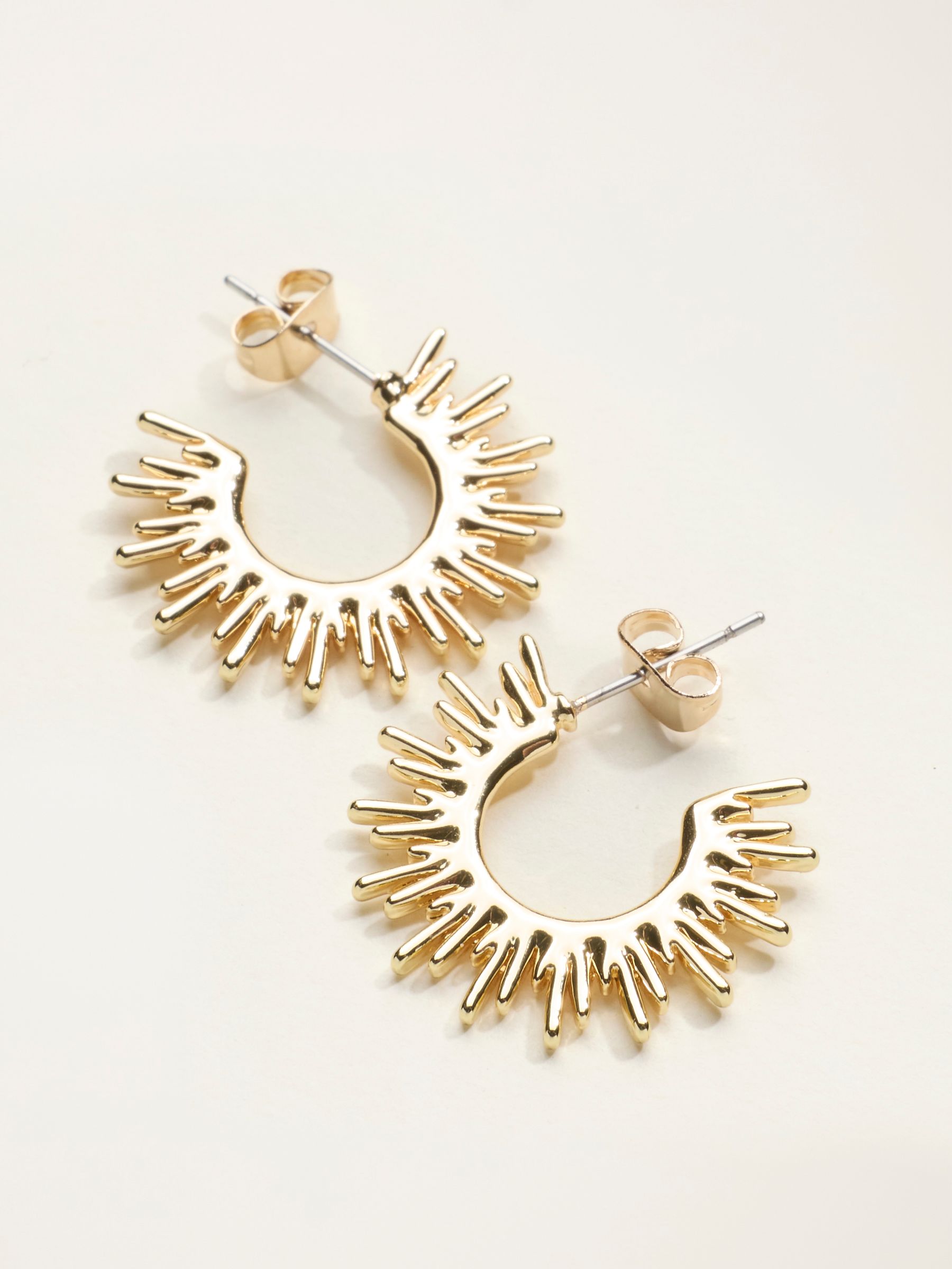 Gold Tone Sun Burst Earrings - Image 2 of 2