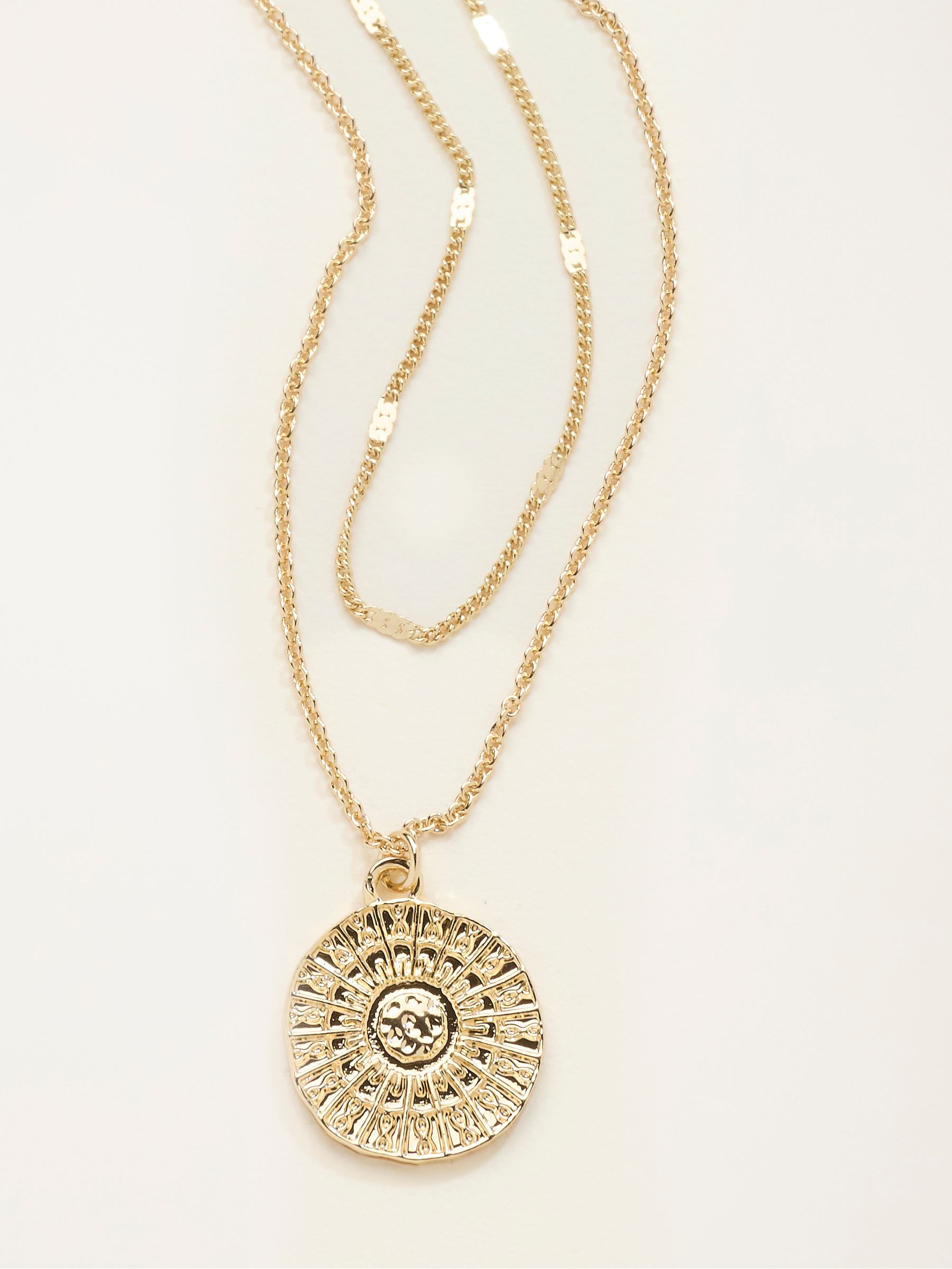 Gold Tone Layered Disc Necklace - Image 2 of 2