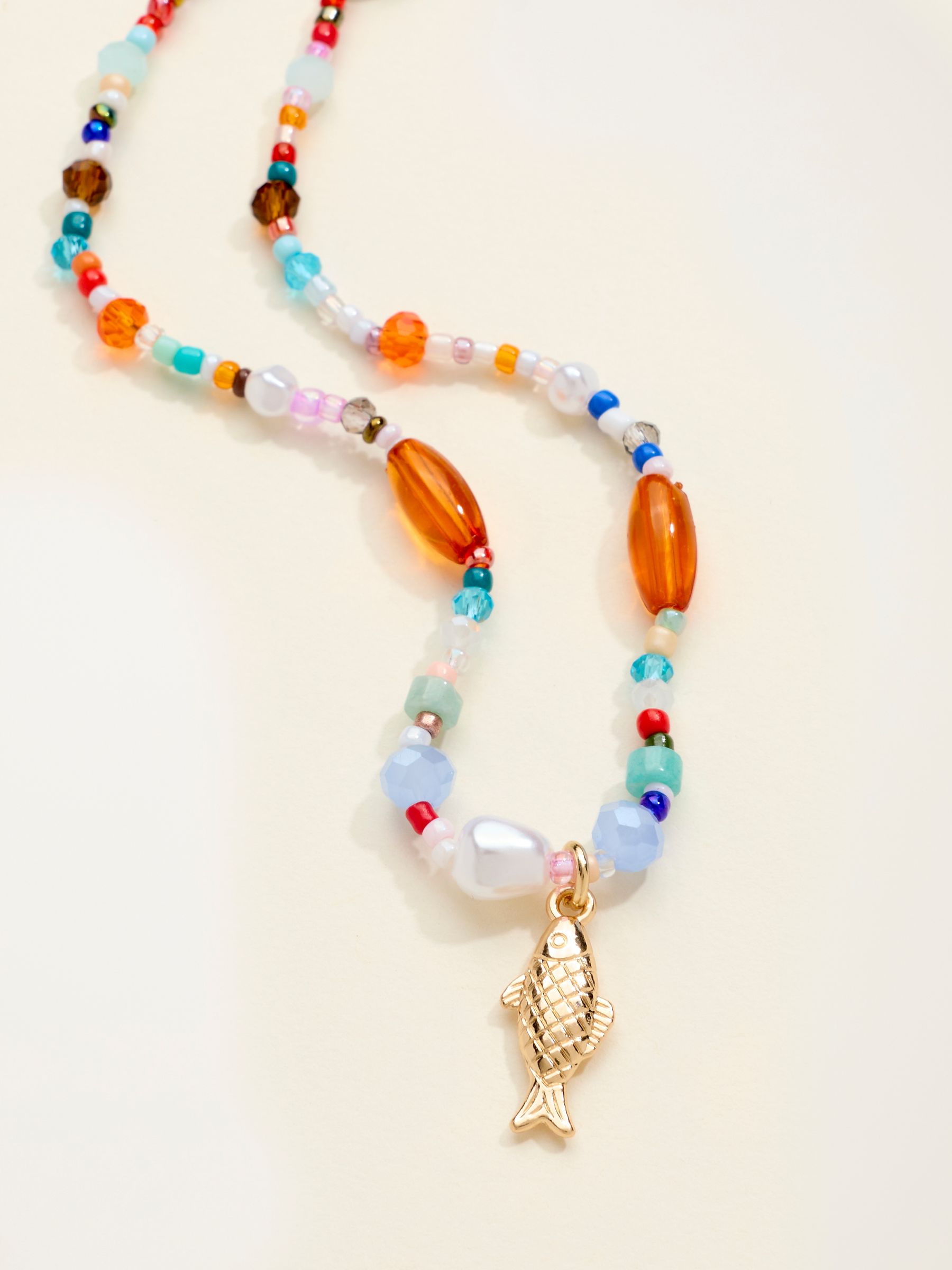 Multi Beaded Fish Necklace - Image 2 of 2