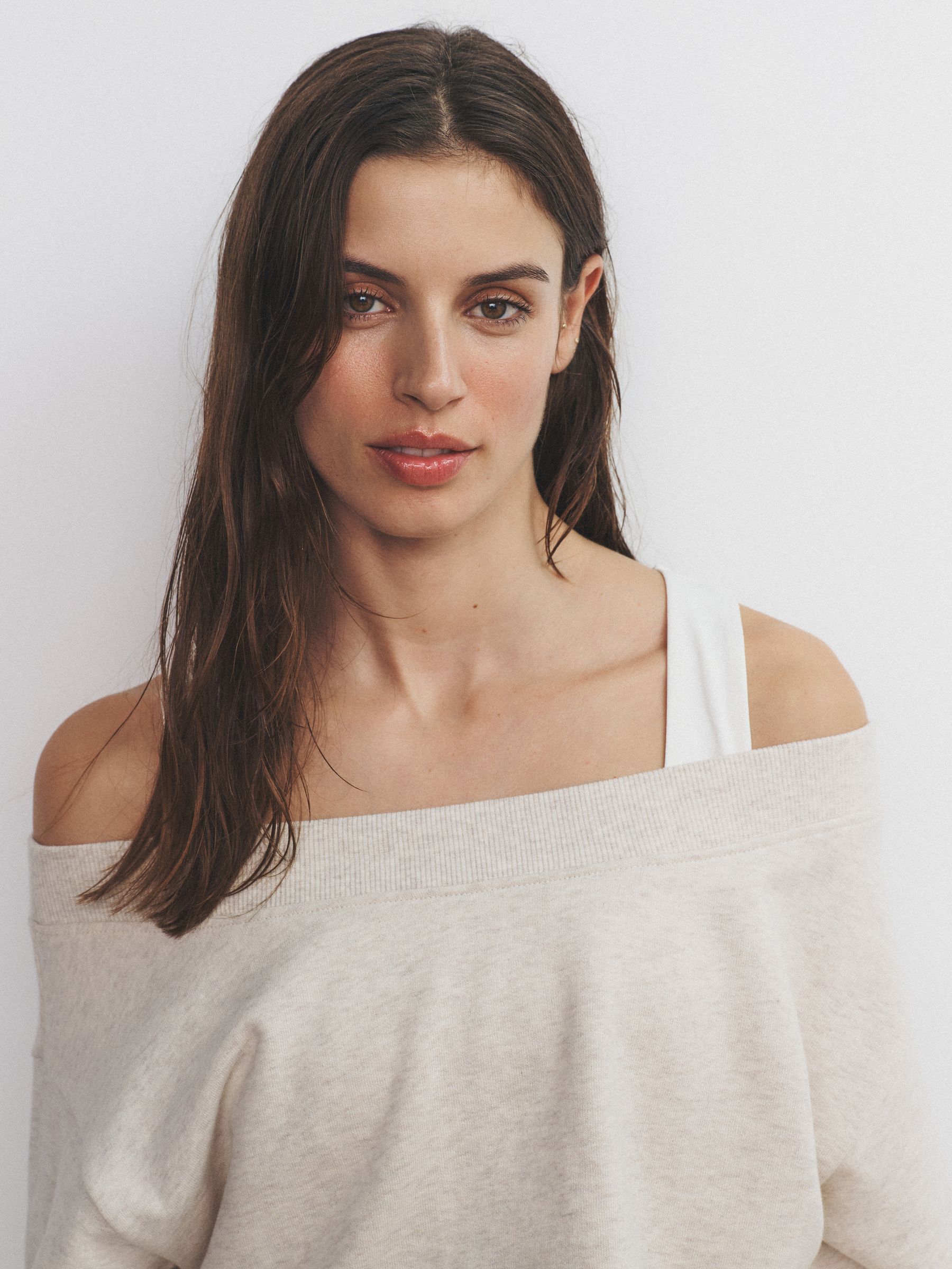 2 Pack Off the Shoulder  Long Sleeve Sweatshirt Pink/Oatmeal - Image 1 of 6