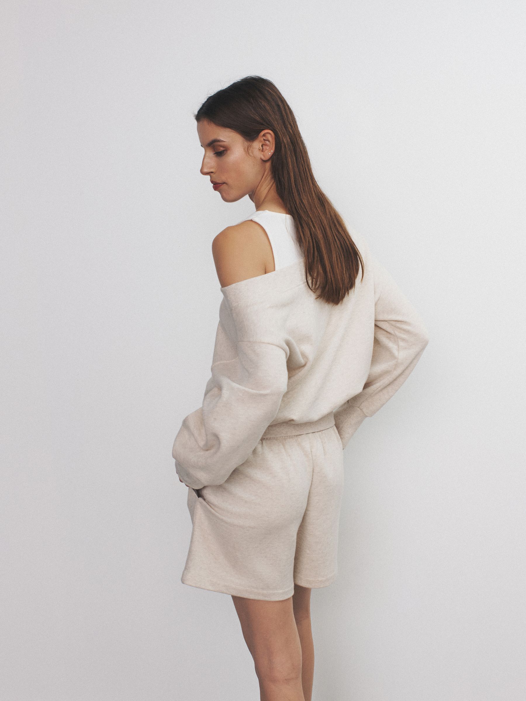 2 Pack Off the Shoulder  Long Sleeve Sweatshirt Pink/Oatmeal - Image 3 of 6