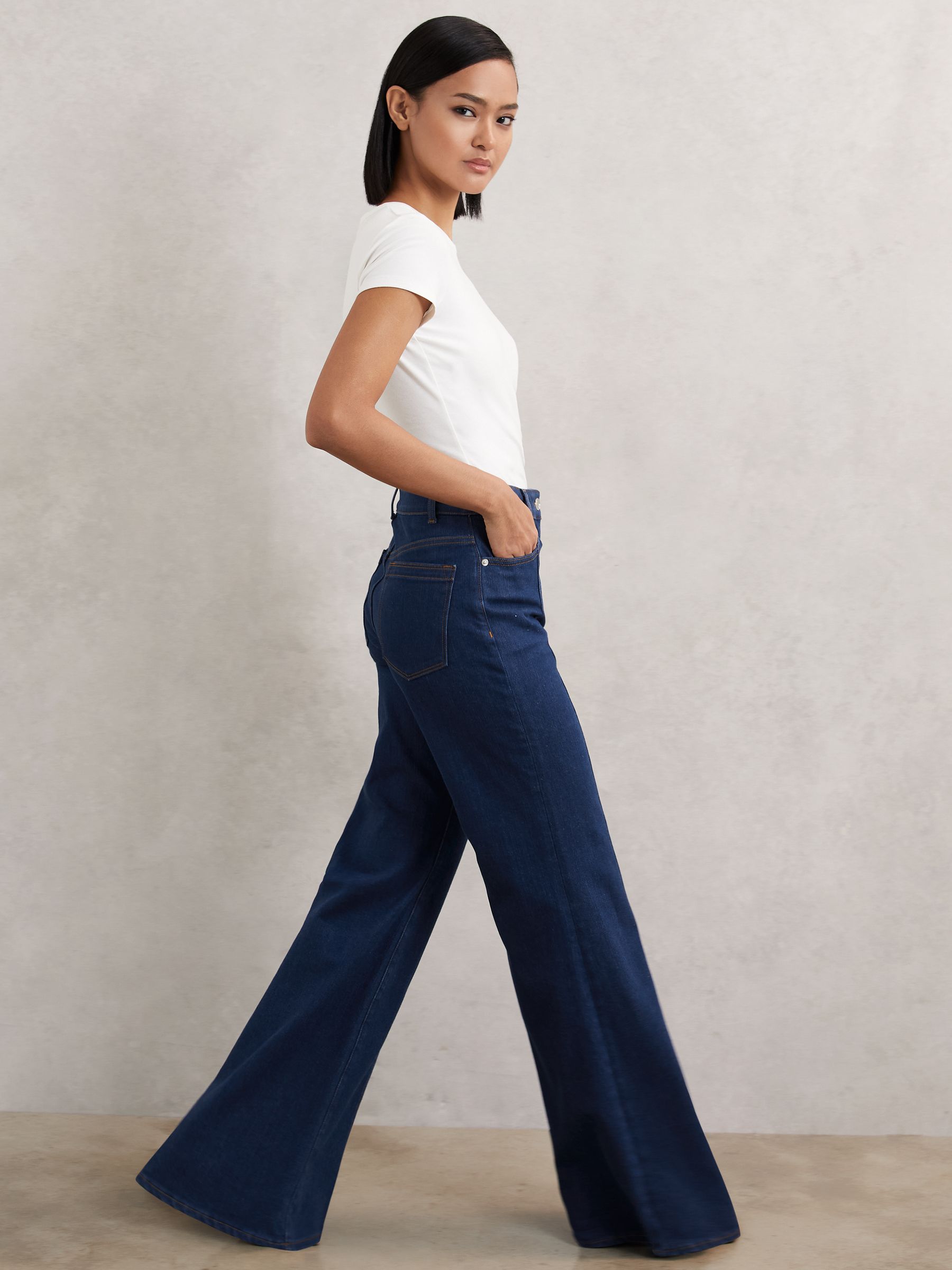 Petite Flared Seam-Detail Jeans in Blue - Image 3 of 8