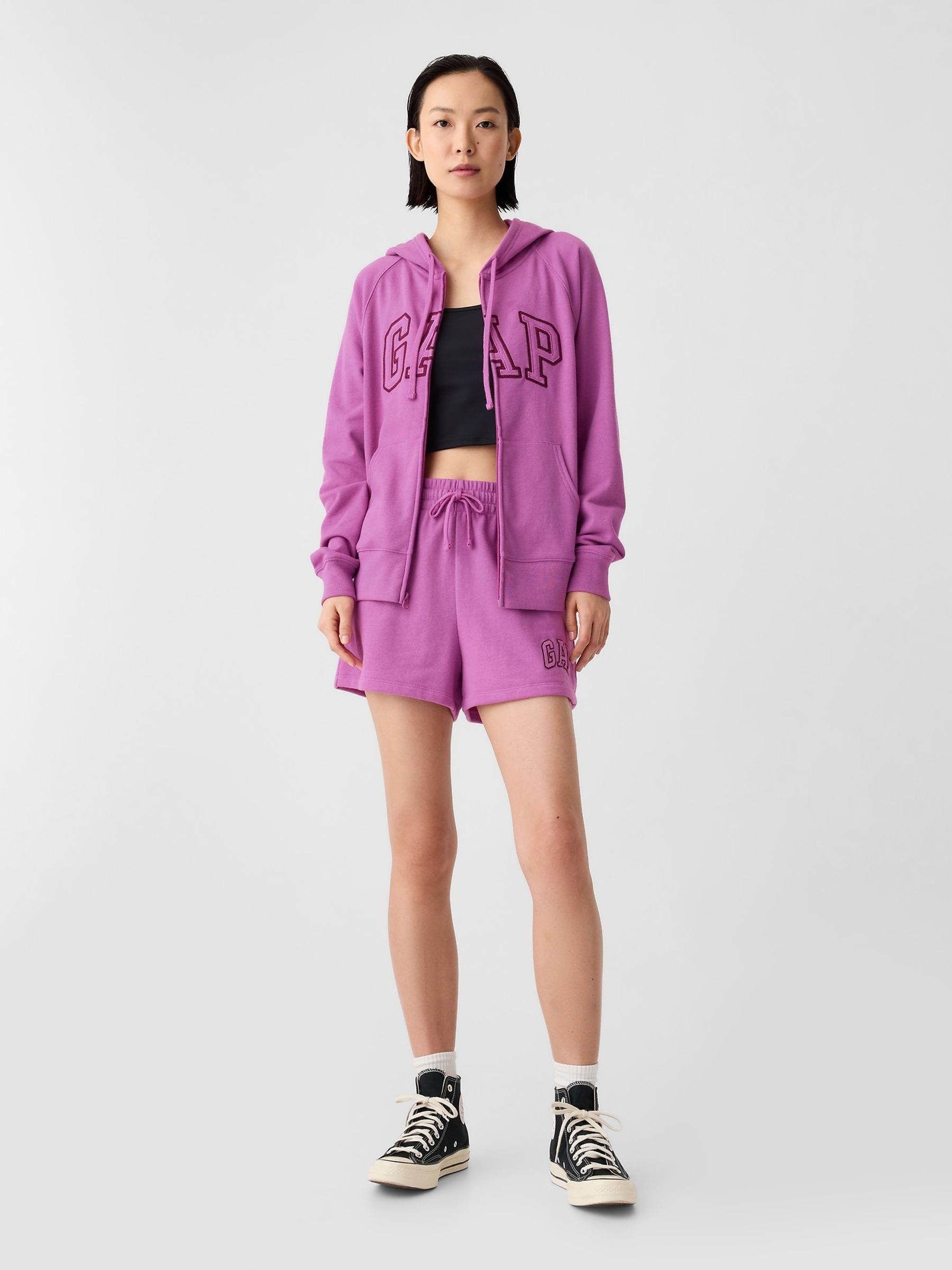 Purple Logo Zip Through Relaxed Hoodie - Image 3 of 5
