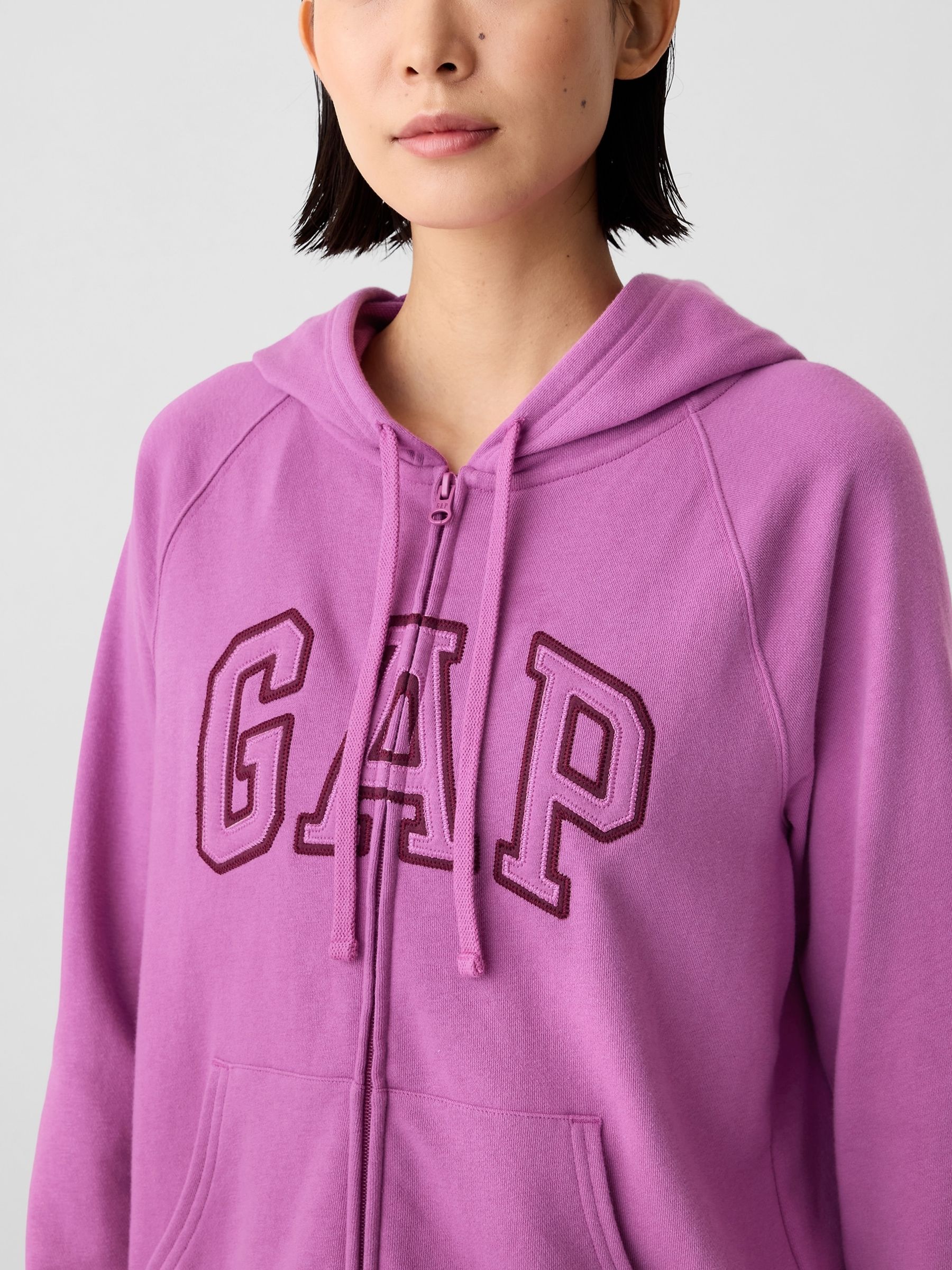 Purple Logo Zip Through Relaxed Hoodie - Image 4 of 5