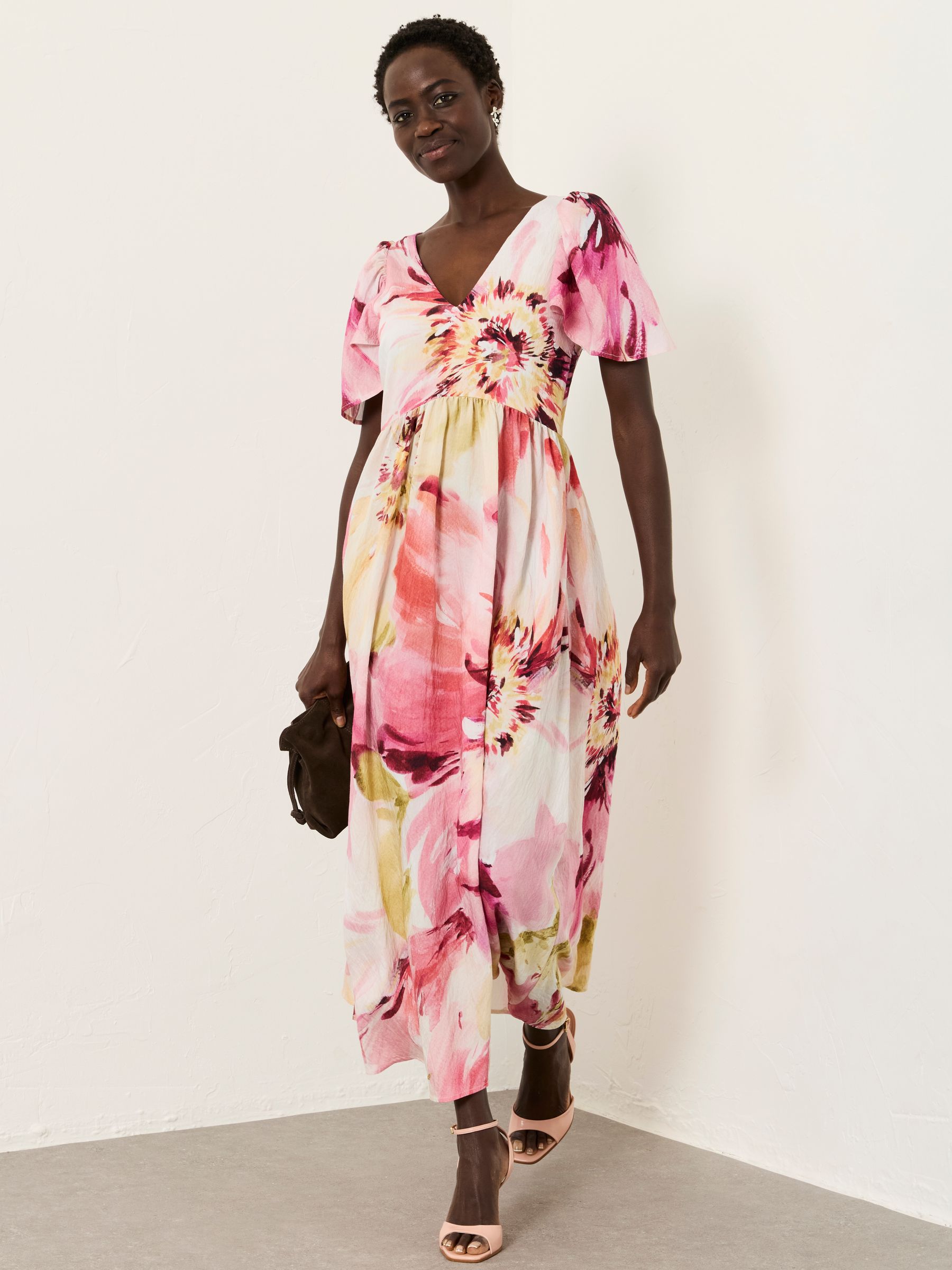 Marlowe Ivory Floral Petite Midi Dress - Image 1 of 6