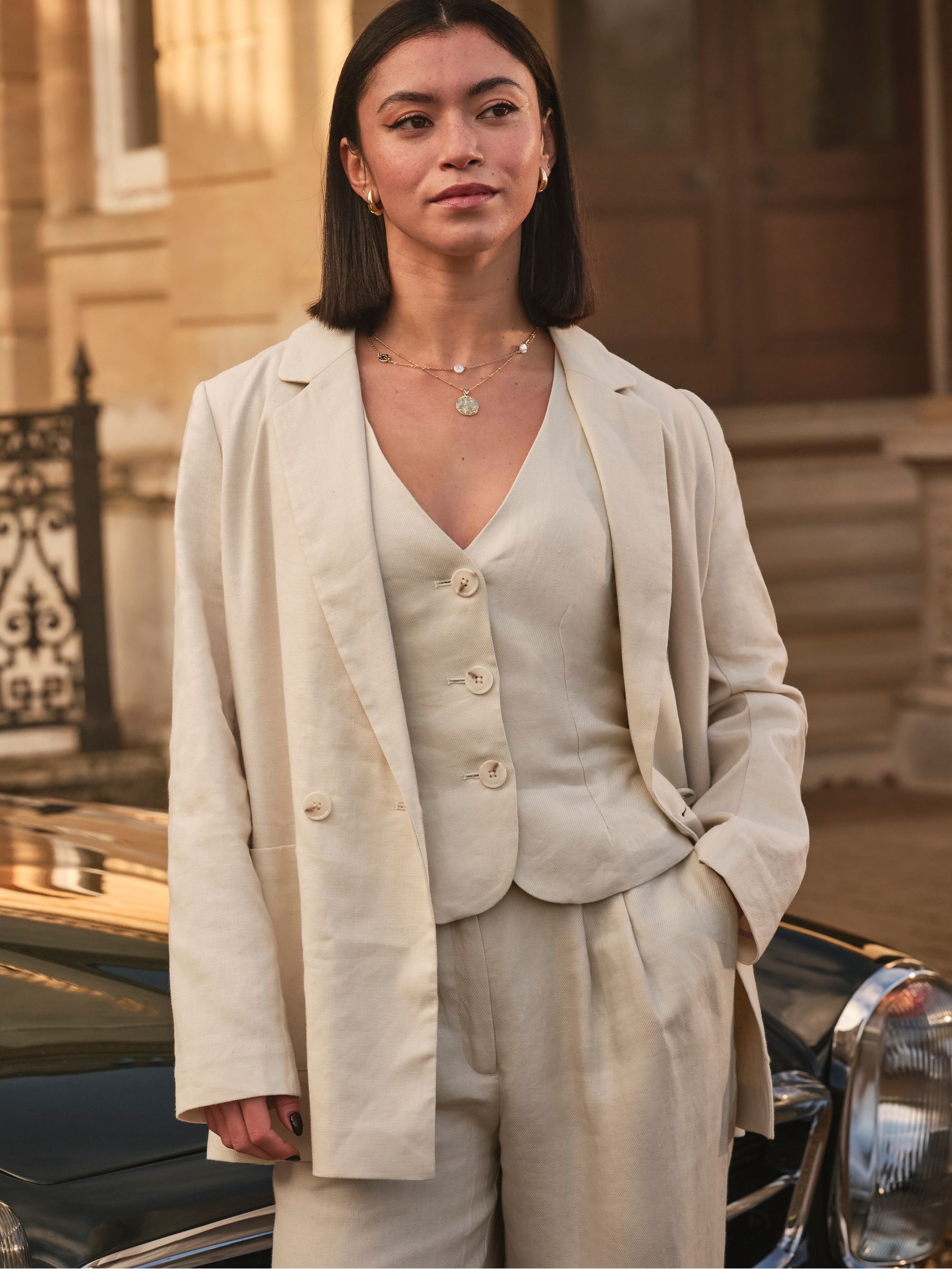 Lyla Ivory Petite Linen Blazer - Image 1 of 5