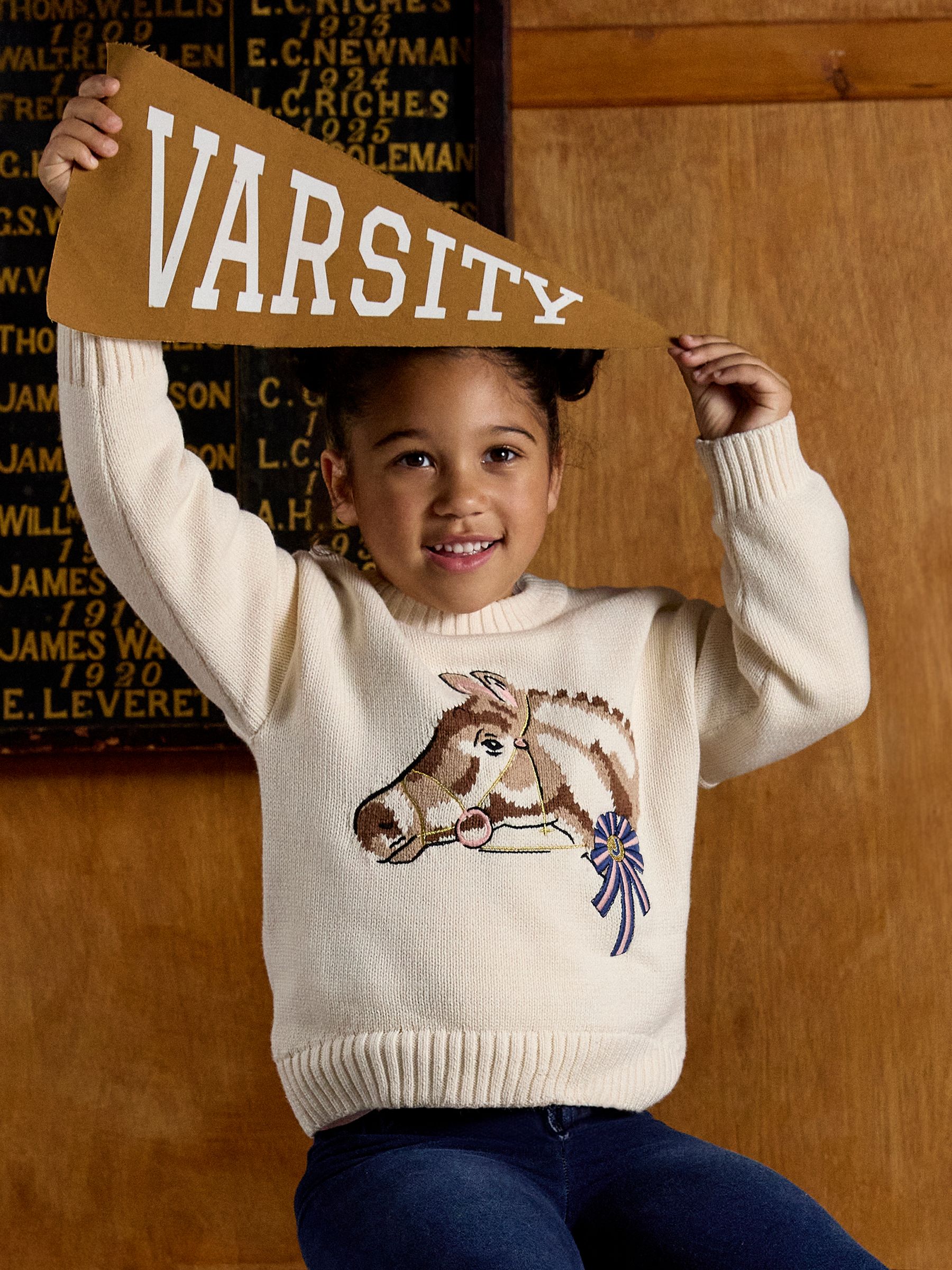Girls' Cream Horse Knitted Jumper - Image 3 of 10