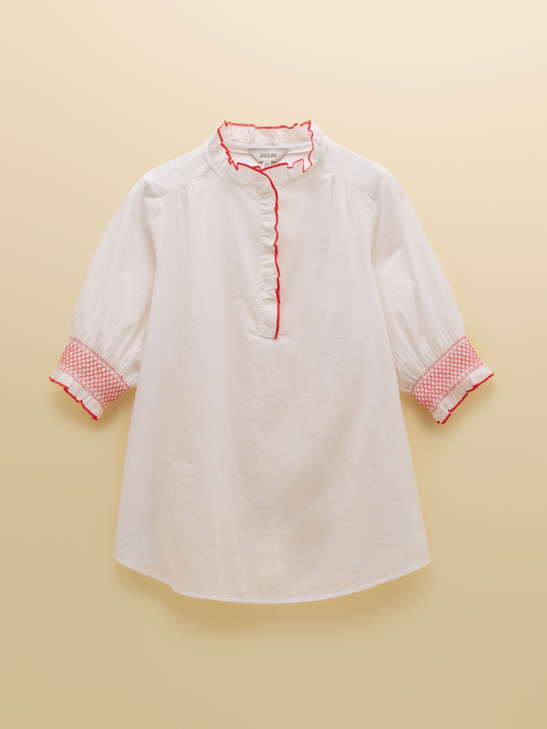 Melanie White with Contrast Trim Short Sleeve Ruffle Blouse - Image 8 of 8