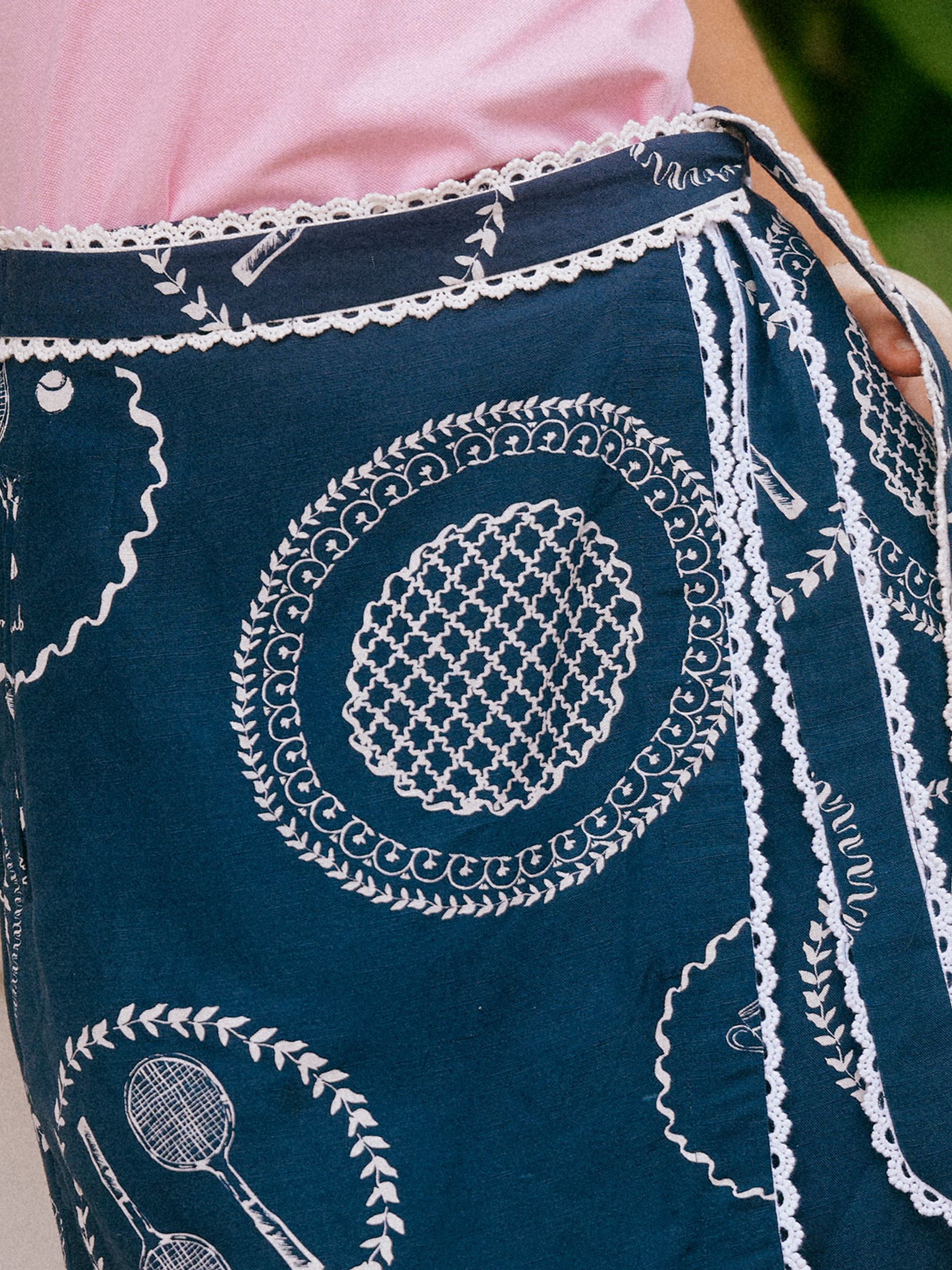 Navy Linen Blend Wrap Skirt - Image 3 of 3