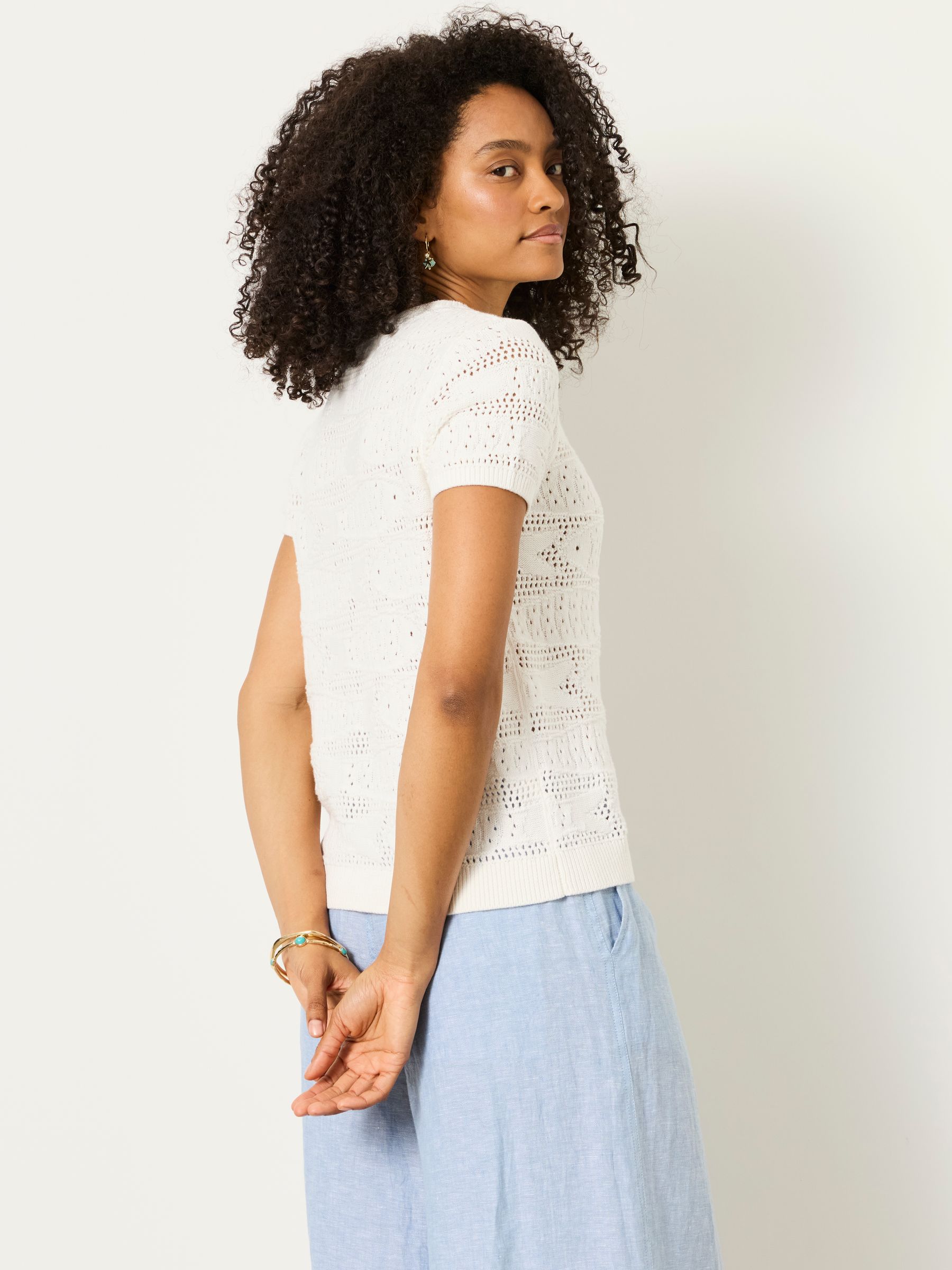 White Sardine Knitted Pattern Top - Image 2 of 6