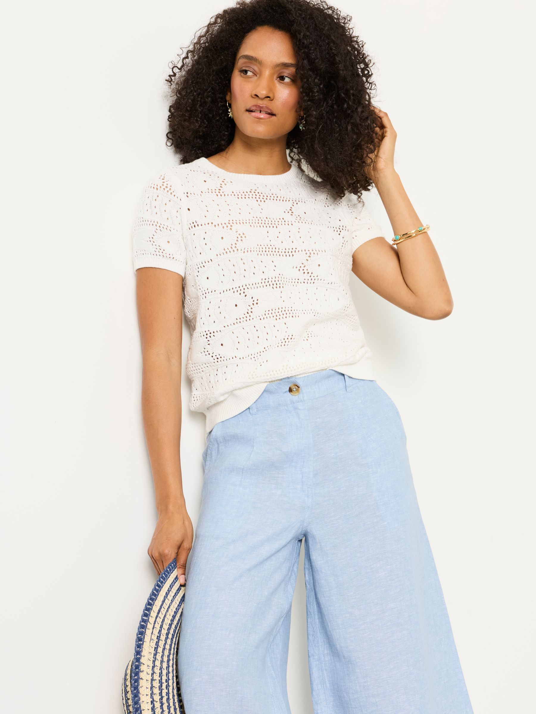 White Sardine Knitted Pattern Top - Image 3 of 6