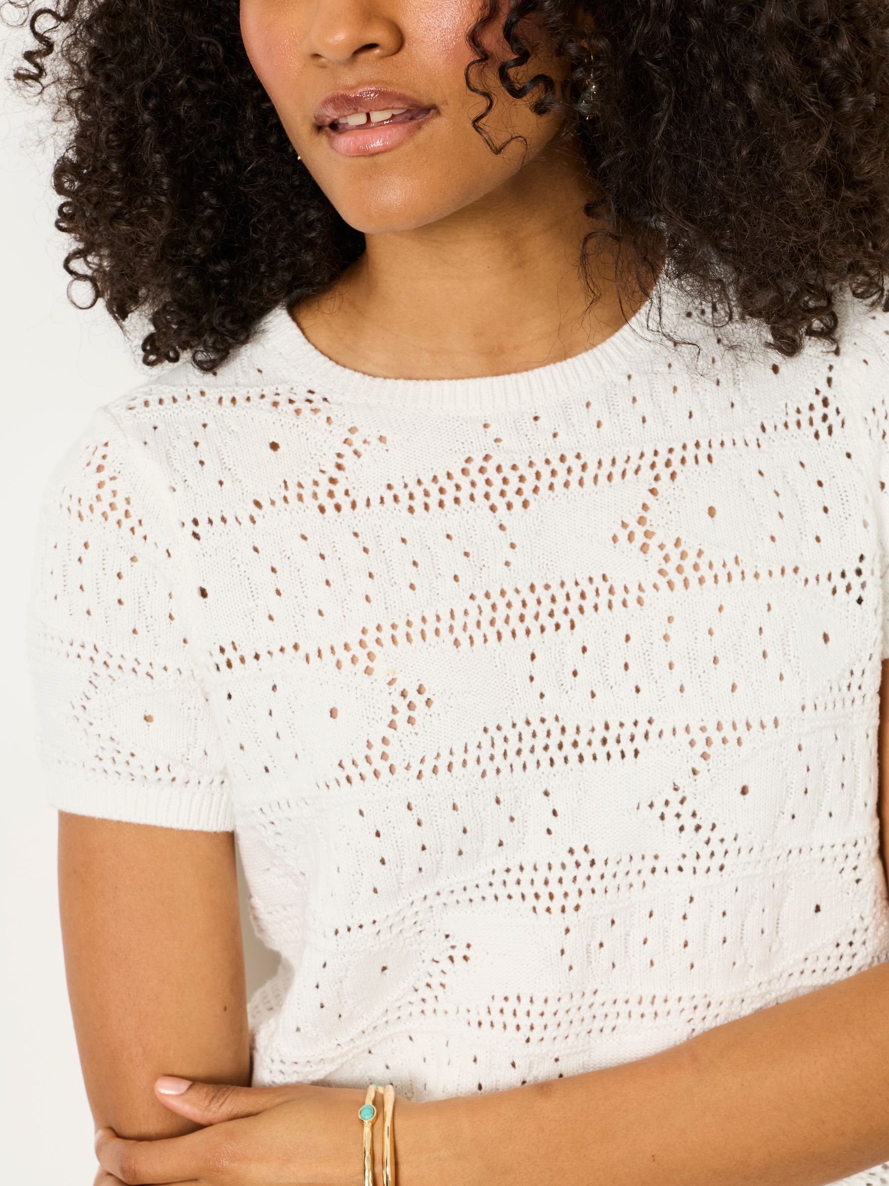 White Sardine Knitted Pattern Top - Image 4 of 6