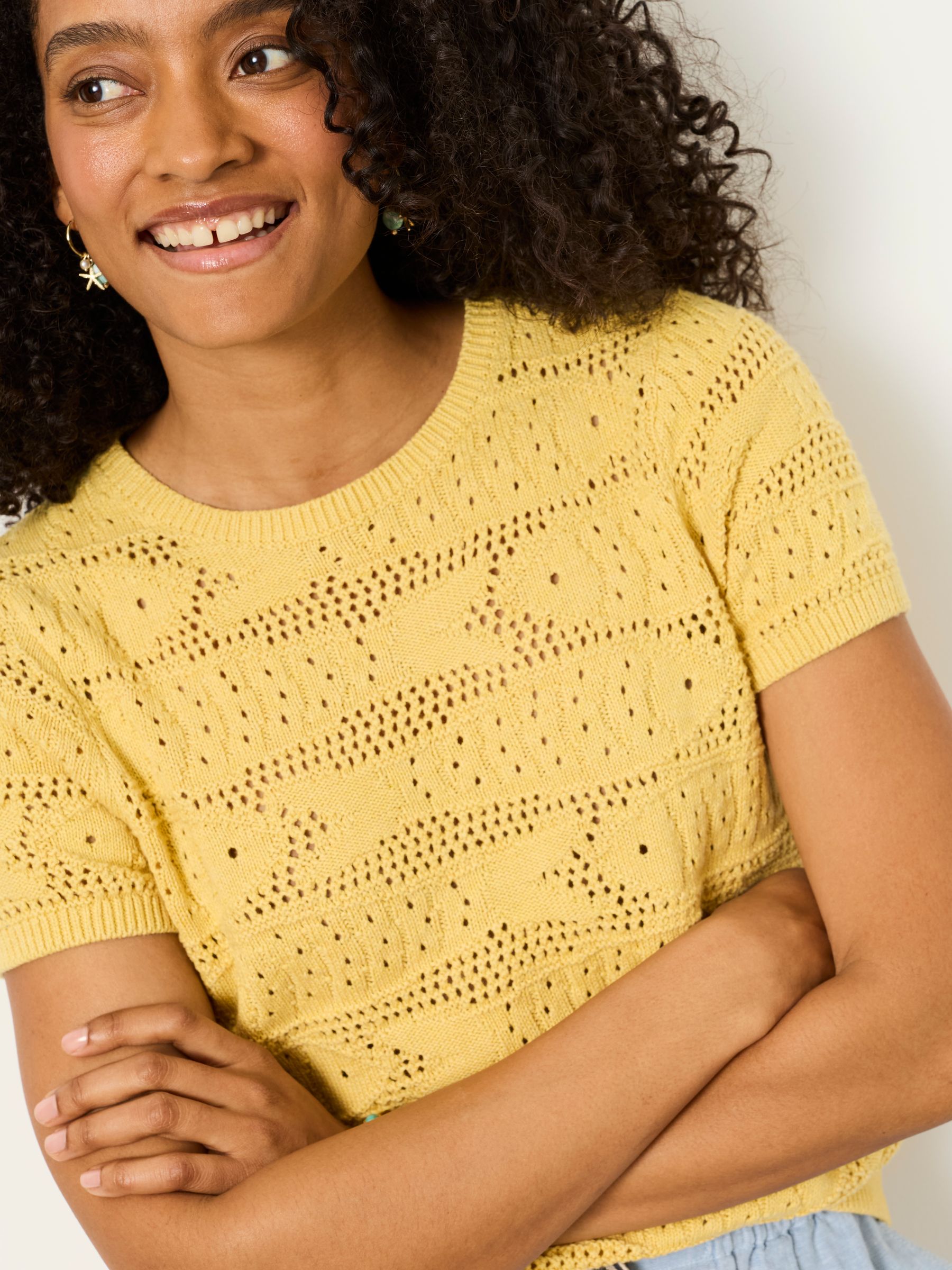 Yellow Sardine Knitted Pattern Top - Image 3 of 5