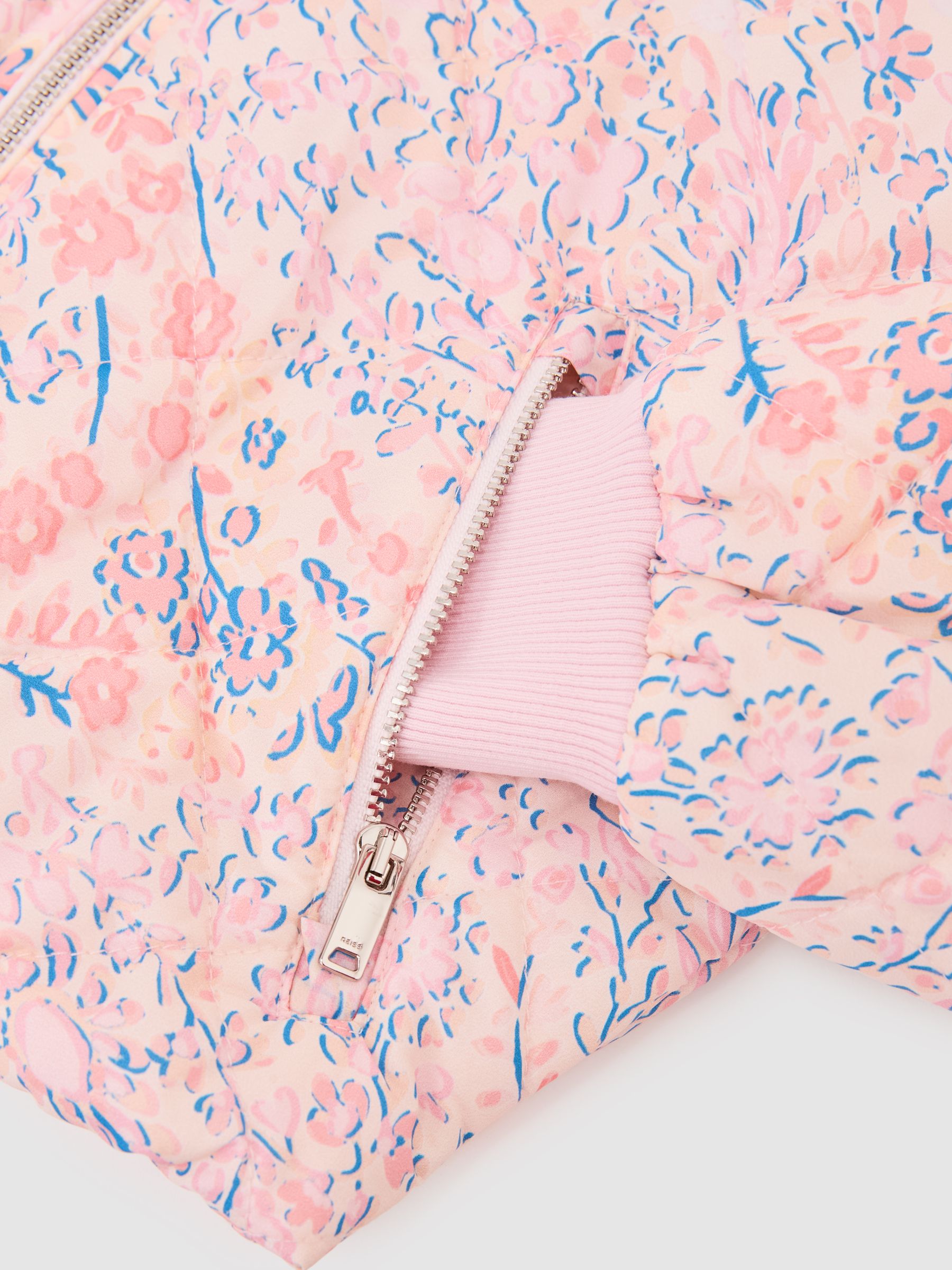 Quilted Floral Bomber Jacket in Pink - Image 5 of 5