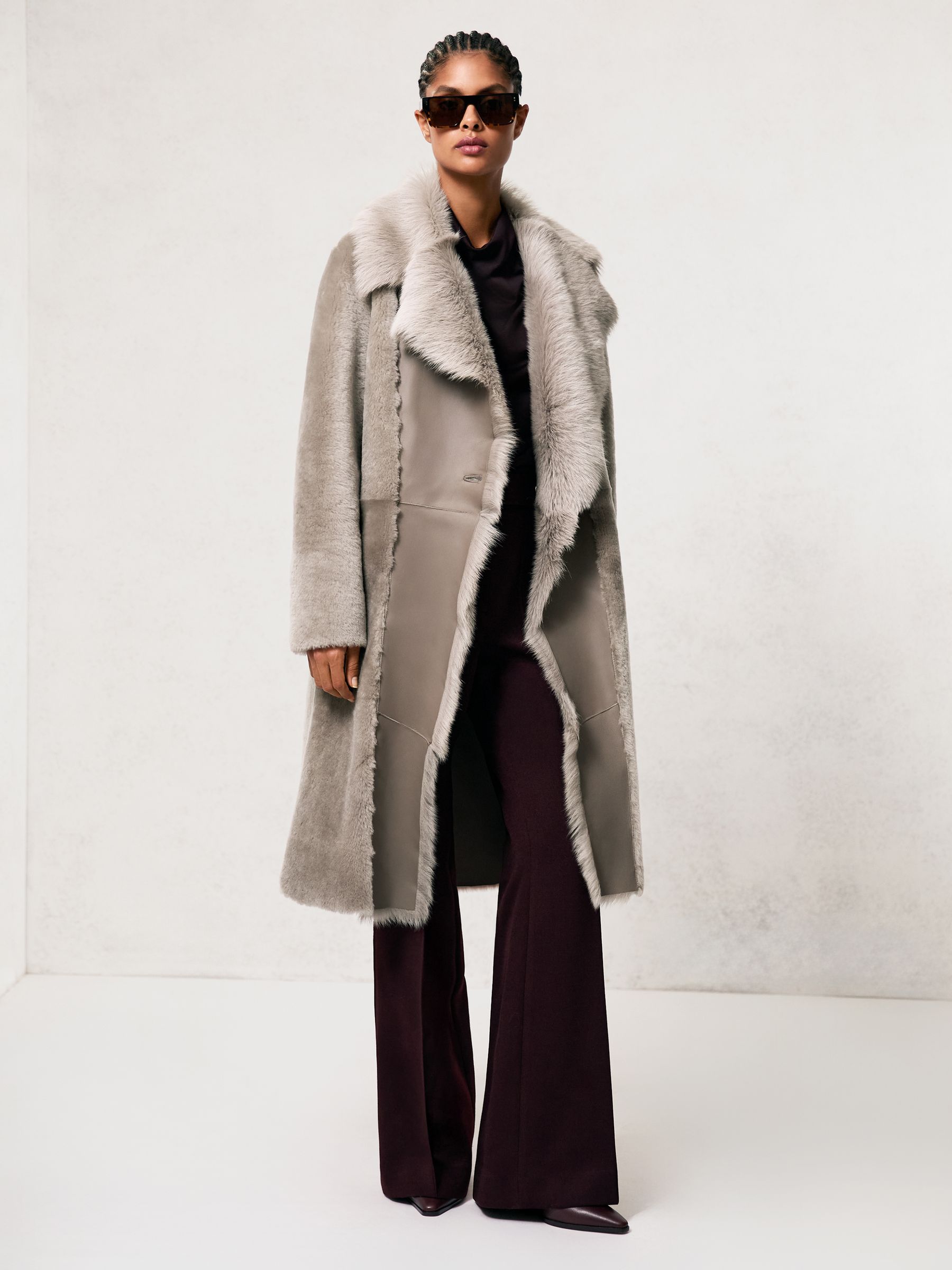 Shearling And Leather Coat in Neutral - image 2