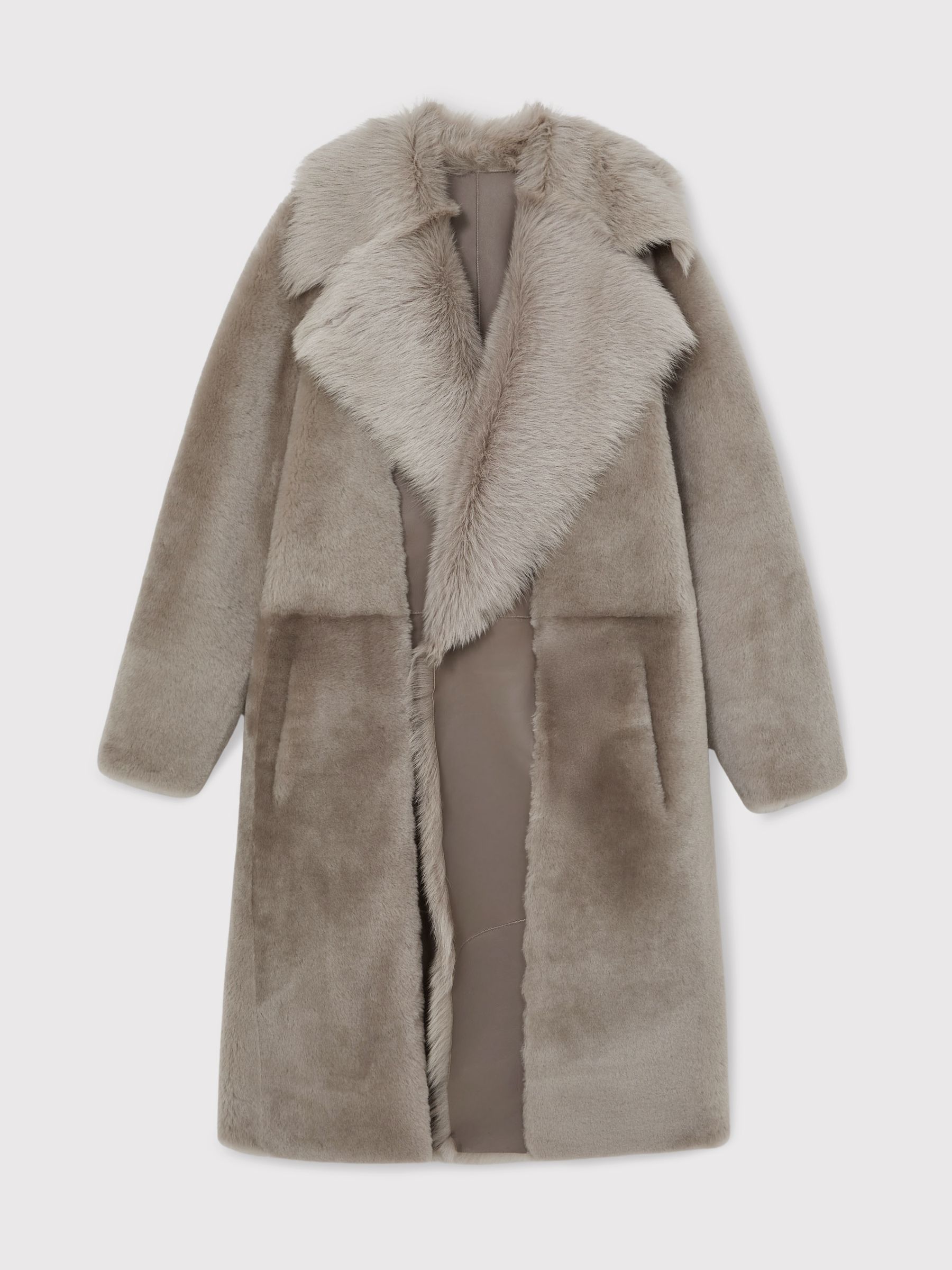 Shearling And Leather Coat in Neutral - image 1