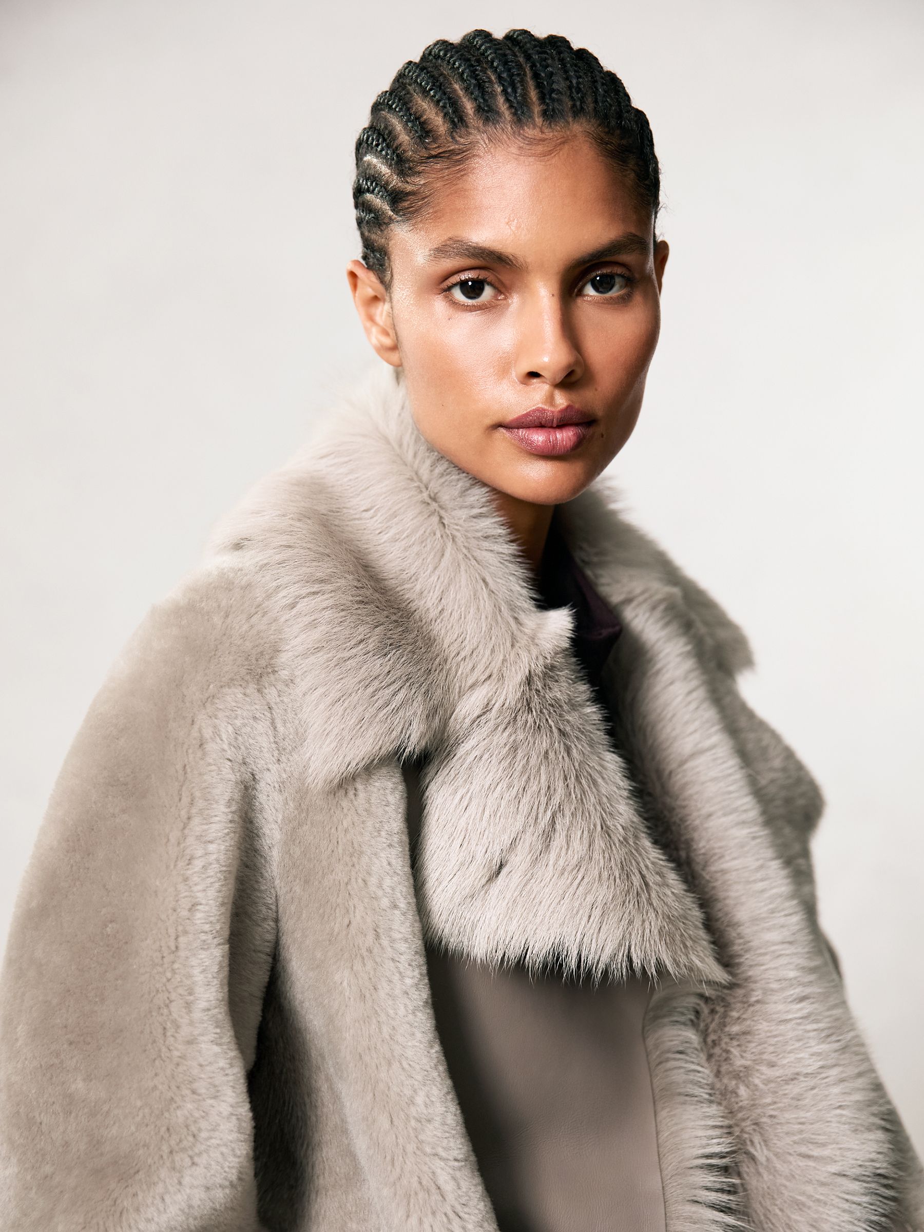 Shearling And Leather Coat in Neutral - image 4