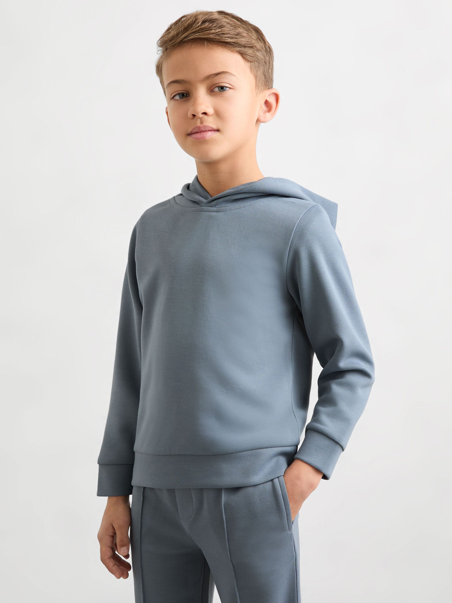 Interlock Jersey Hoodie in Airforce Blue - Image 1 de 5