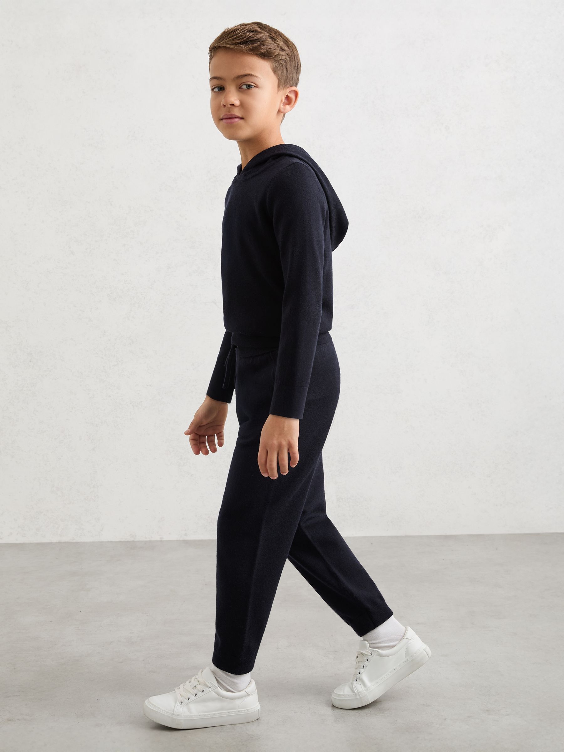 Merino Wool Cuffed Joggers in Navy - Image 3 of 5