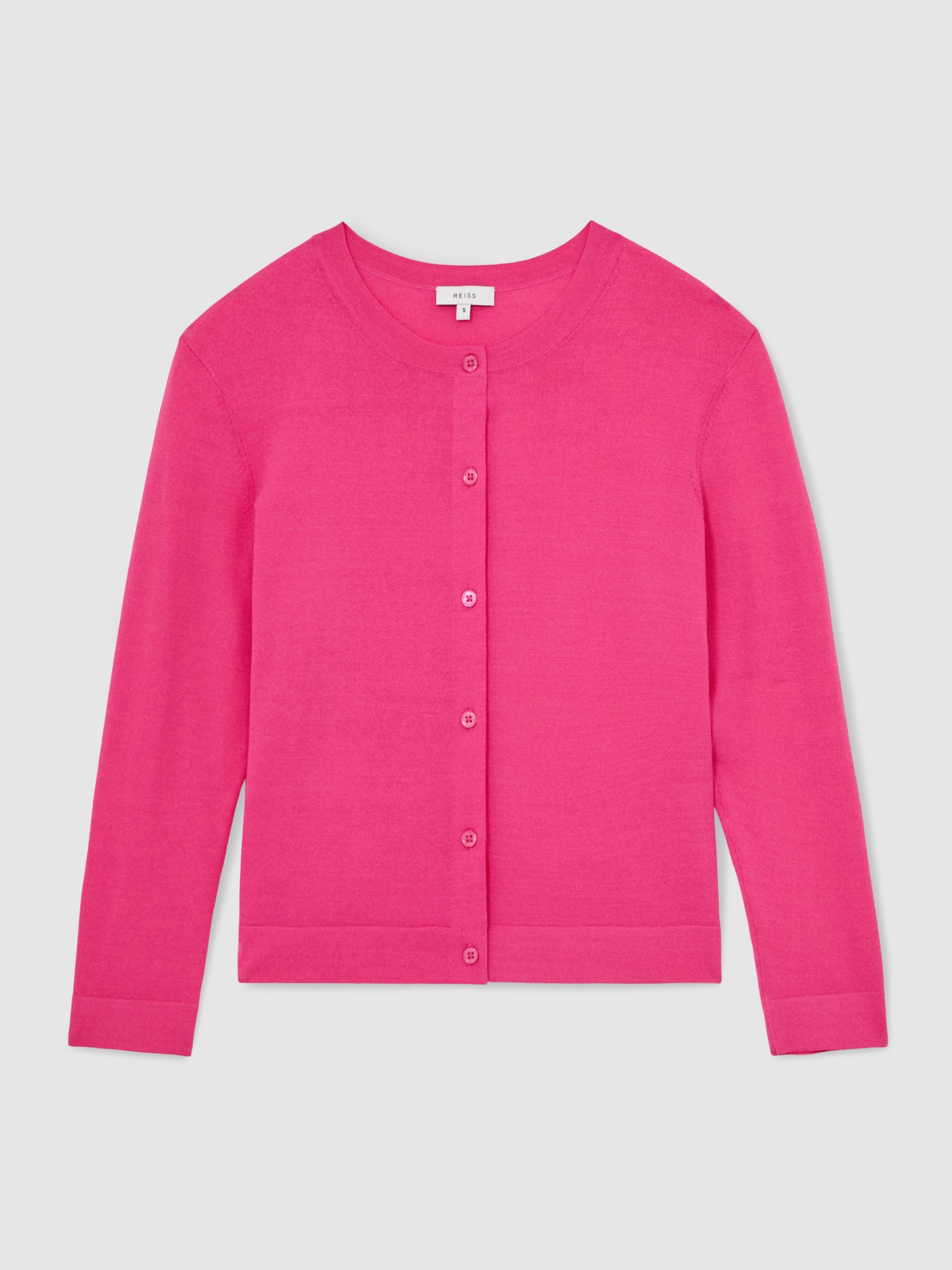 Lightweight Cropped Cardigan in Bright Pink - Image 2 of 6
