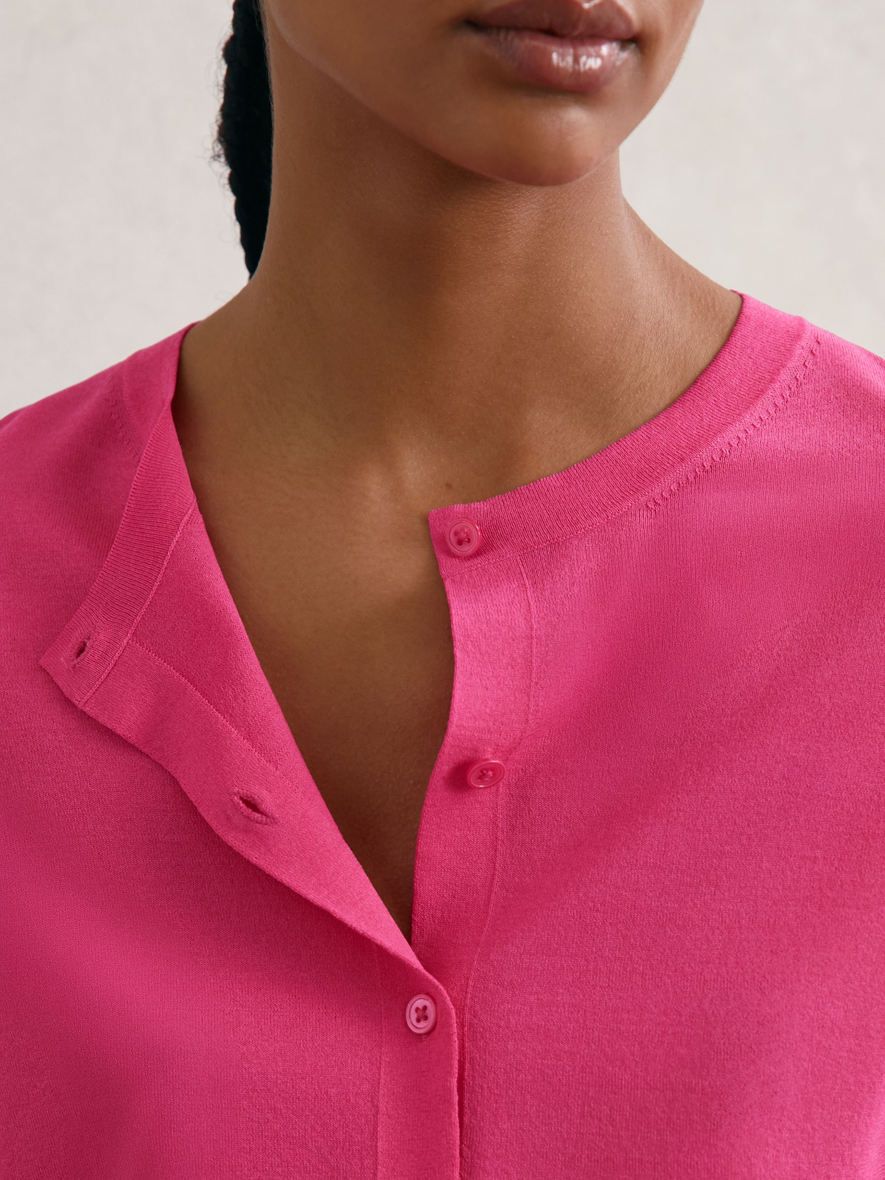 Lightweight Cropped Cardigan in Bright Pink - Image 4 of 6