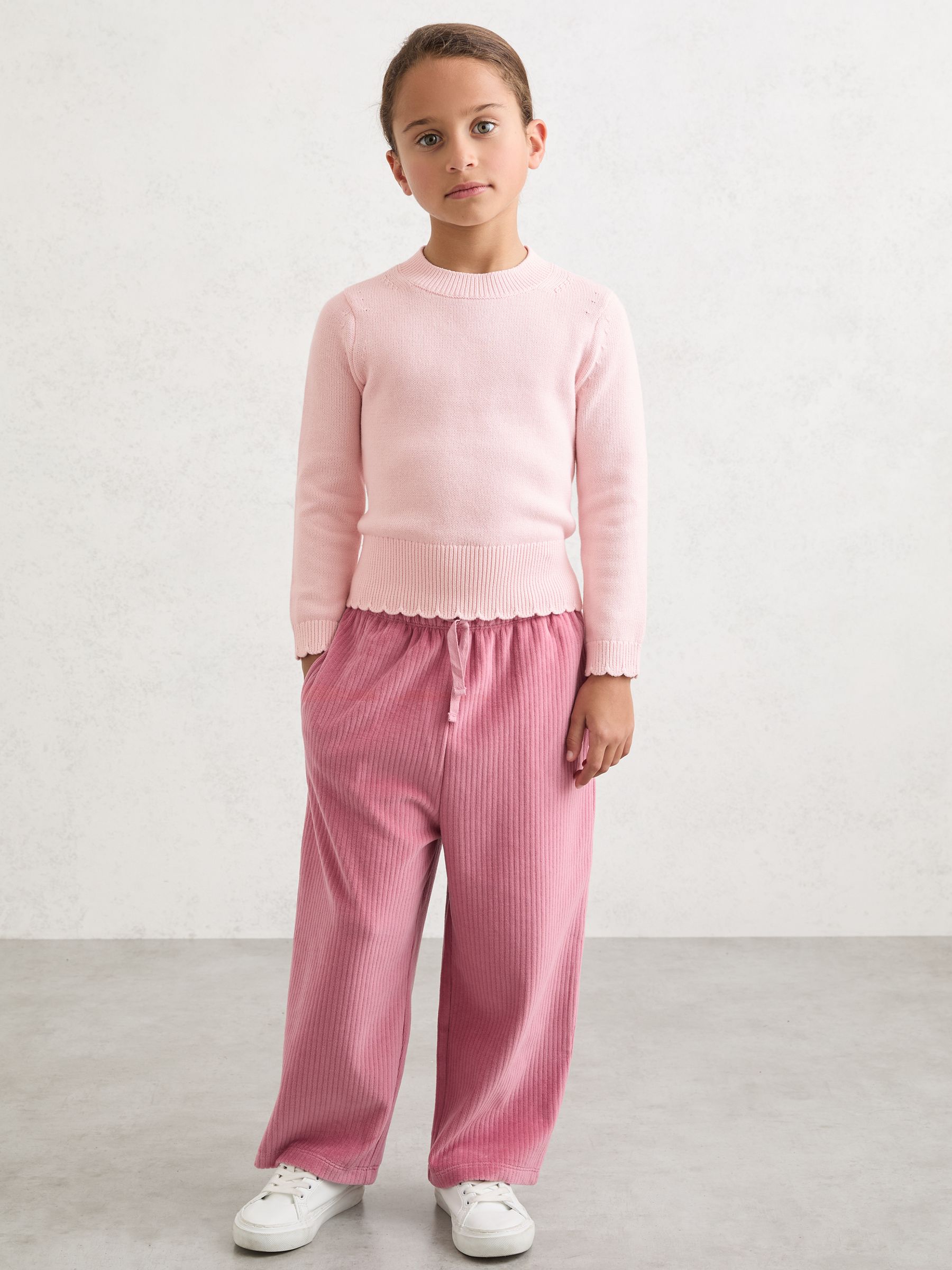 9-13 yrs Cotton Scallop-Trim Jumper in Light Pink - Image 3 of 5