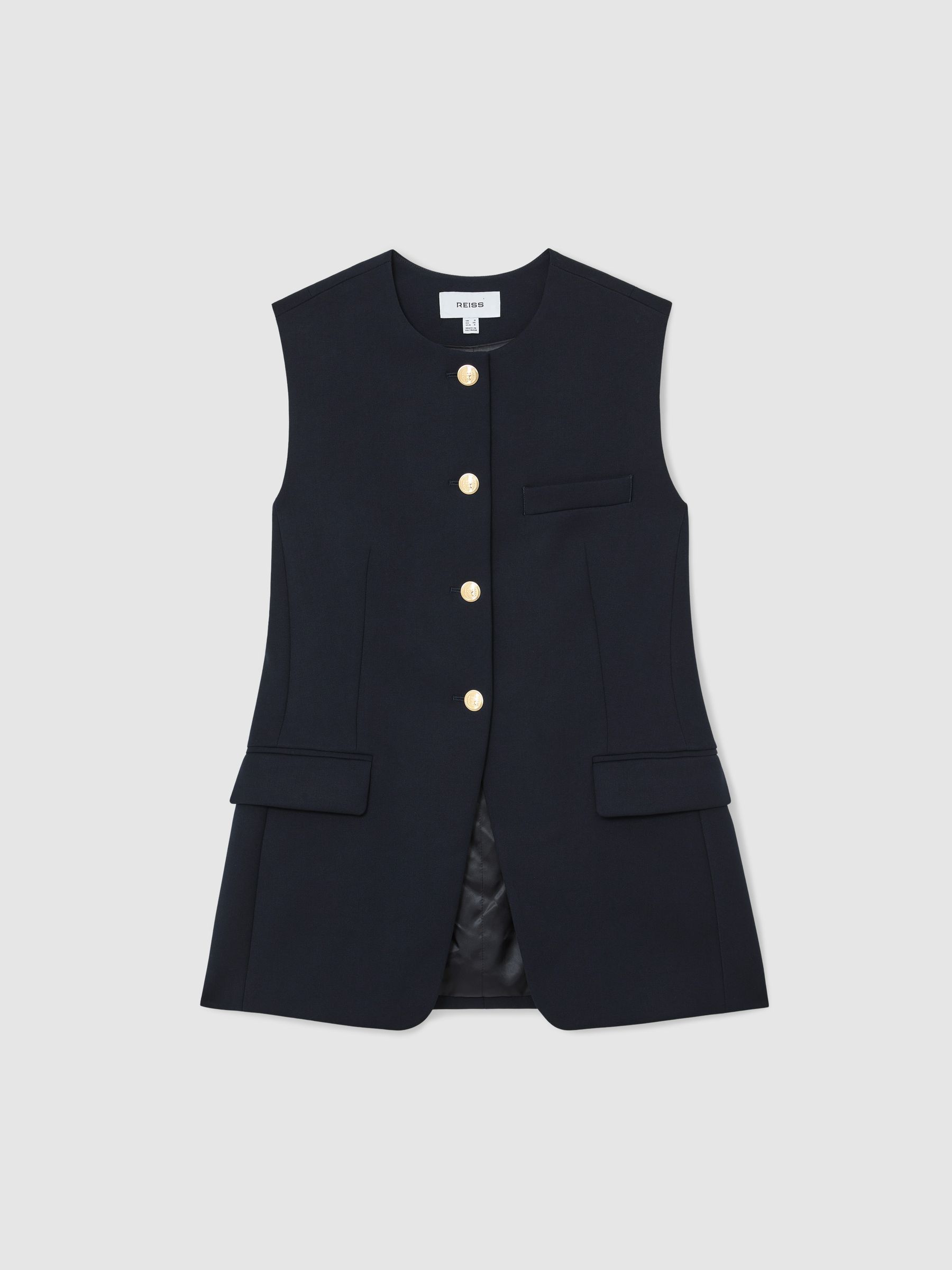 Reiss Gabi Button-Through Longline Waistcoat - صورة 2 من 6