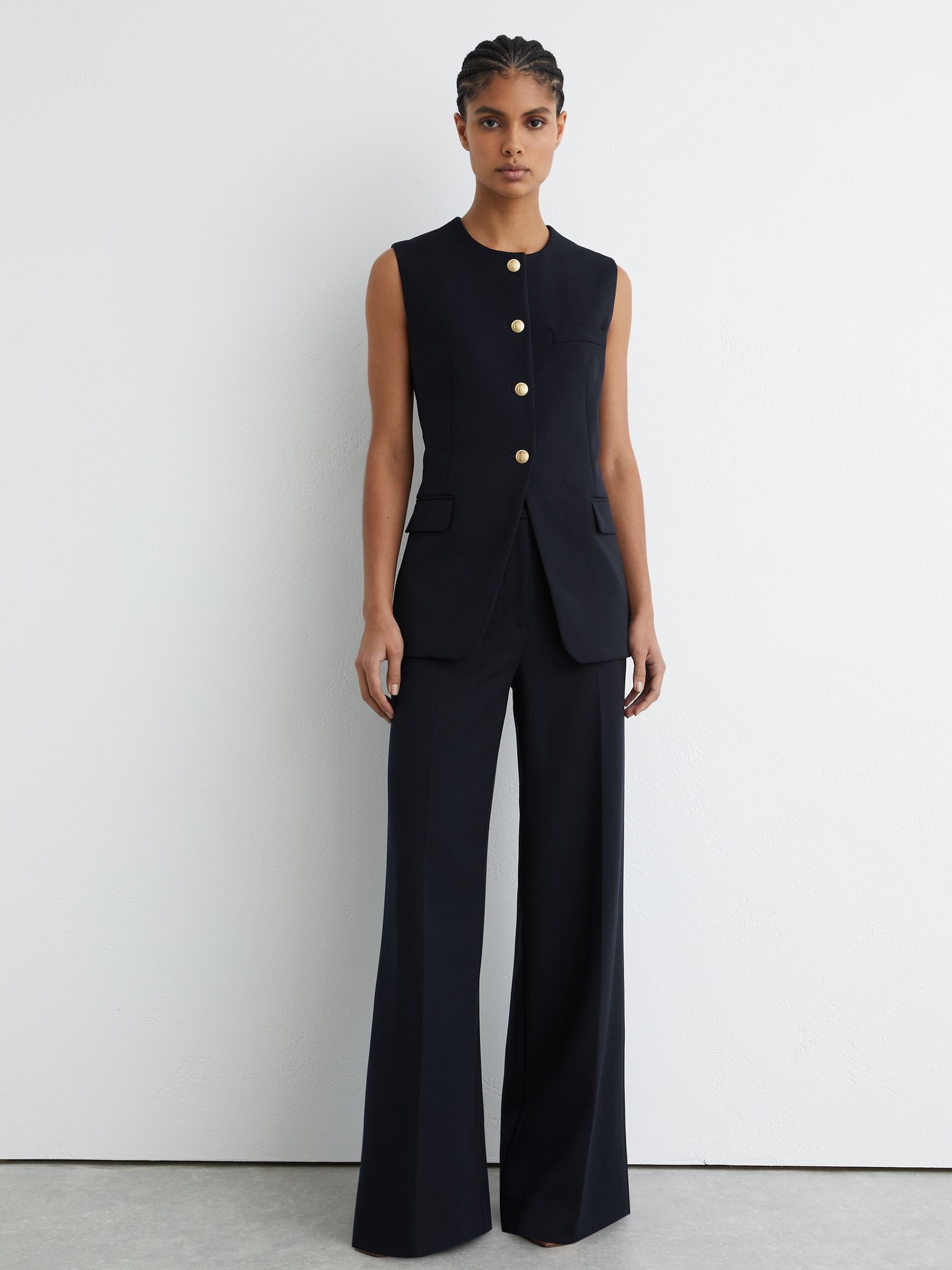 Reiss Gabi Button-Through Longline Waistcoat - صورة 3 من 6
