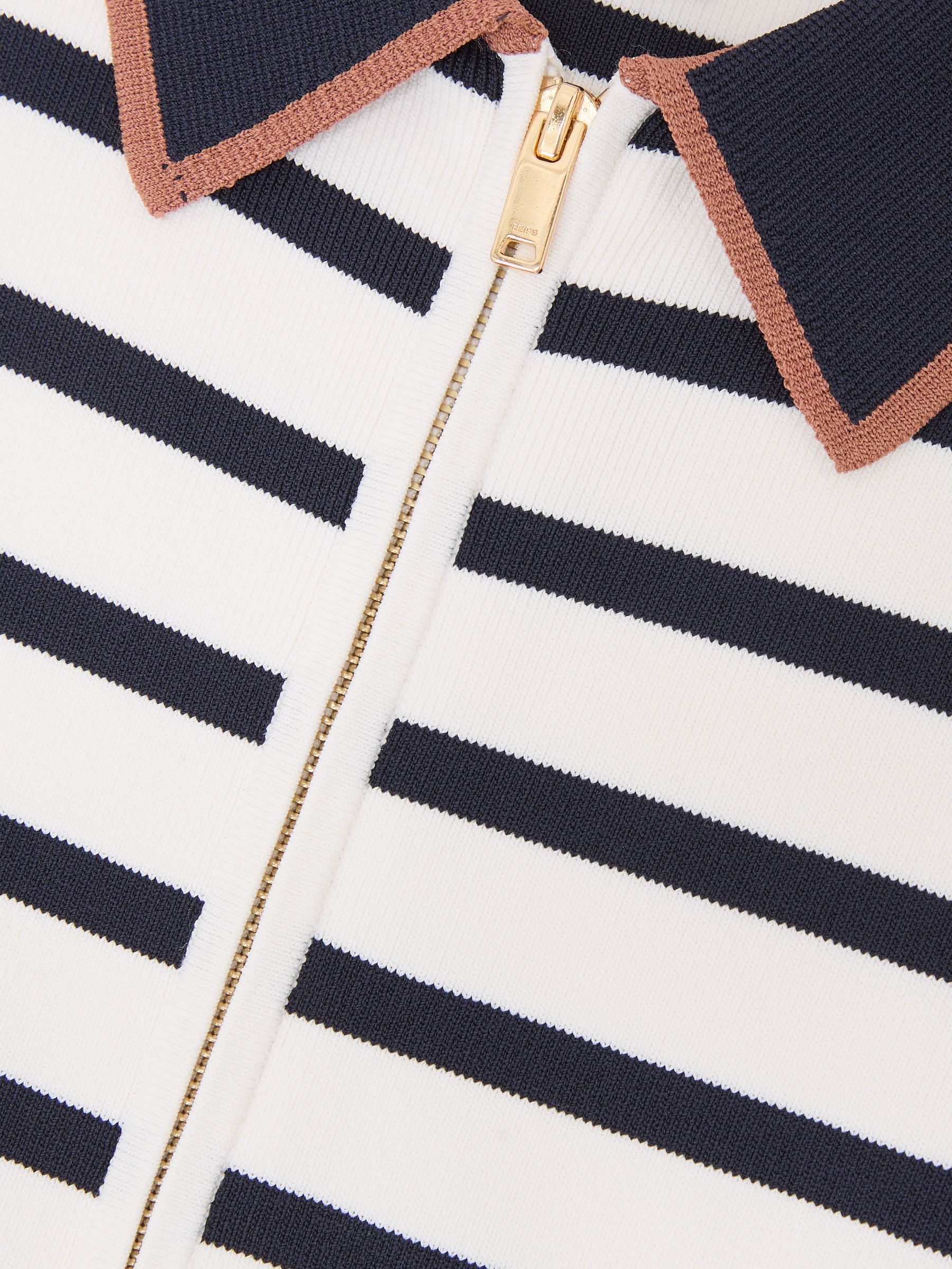 13-14 yrs Cotton Collared Stripe Knit Dress in Ivory - Image 4 of 4