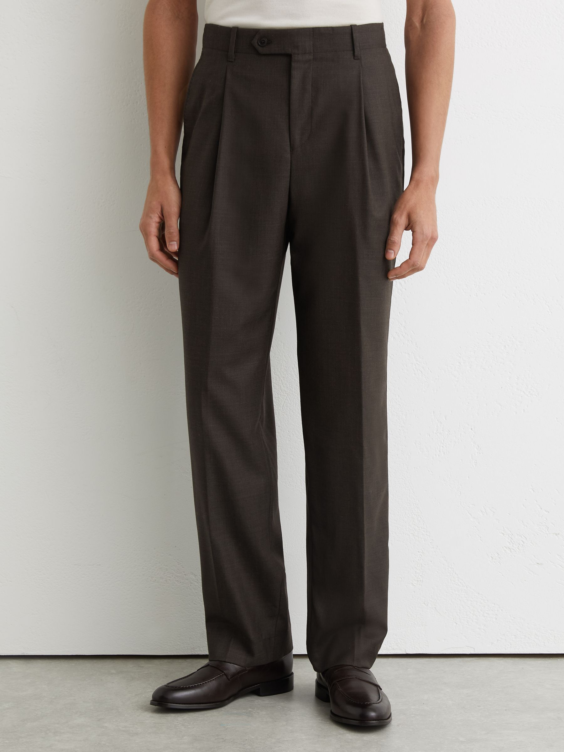 Wool Classic-Fit Suit Trousers in Brown - image 5