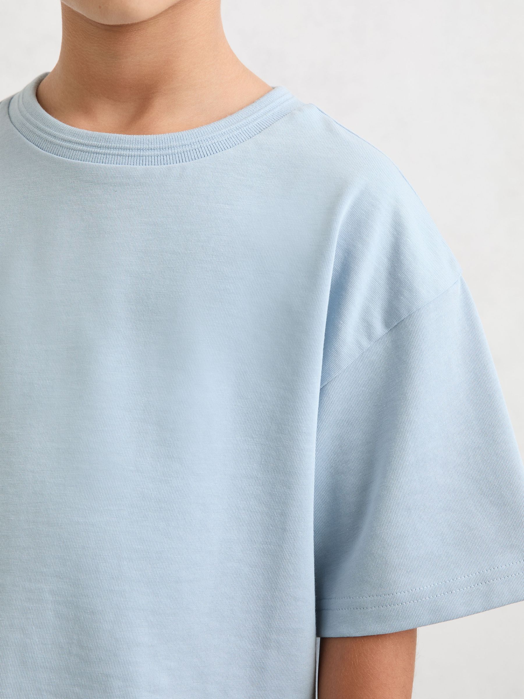 3-9 yrs Cotton Ribbed-Neck Oversized T-Shirt in Blue - Image 4 of 5