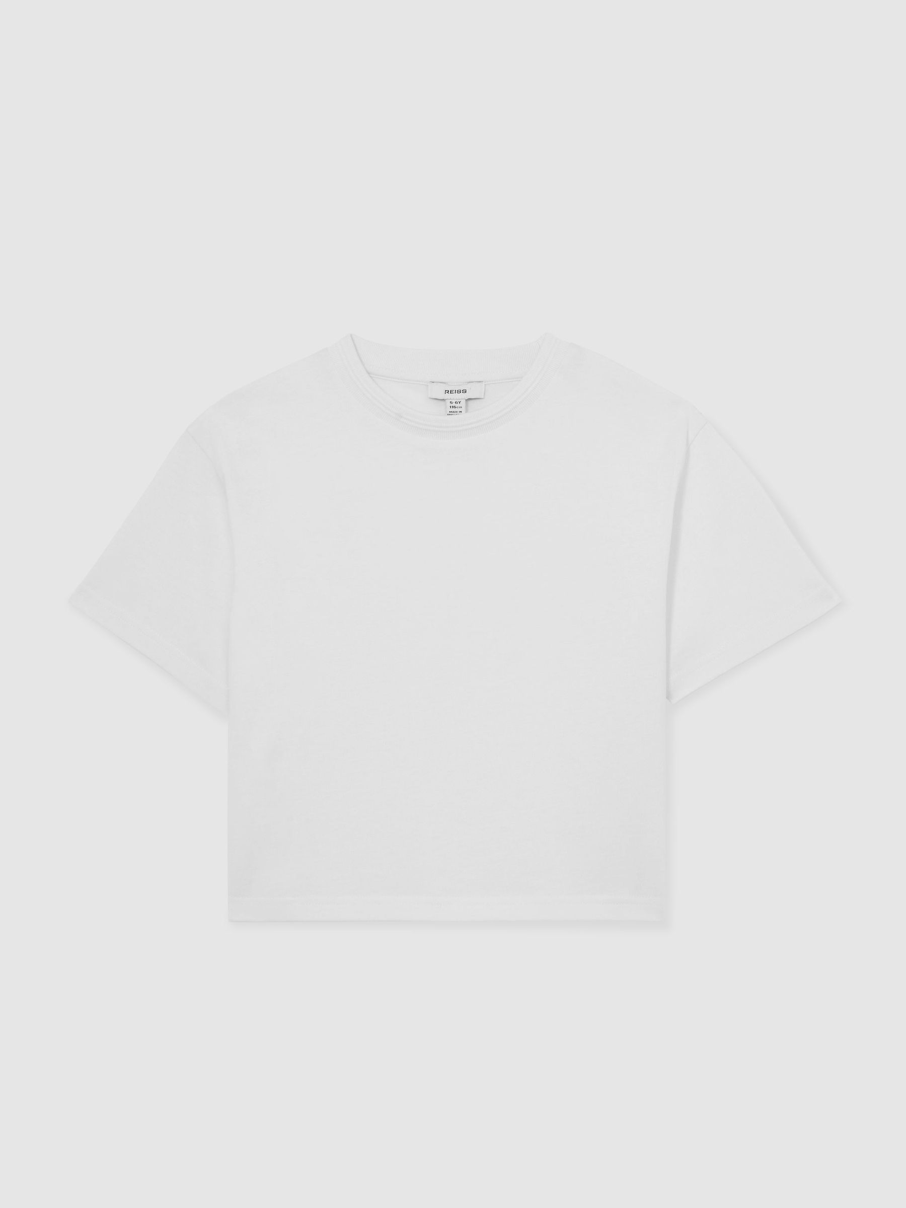 13-14 yrs Cotton Ribbed-Neck Oversized T-Shirt in Ivory - Image 1 of 5