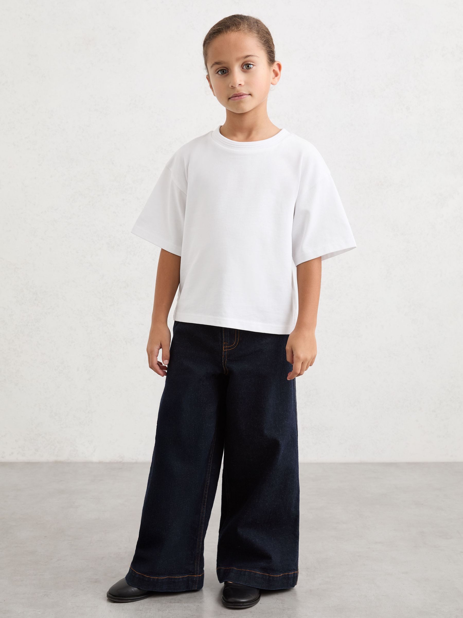 13-14 yrs Cotton Ribbed-Neck Oversized T-Shirt in Ivory - Image 3 of 5