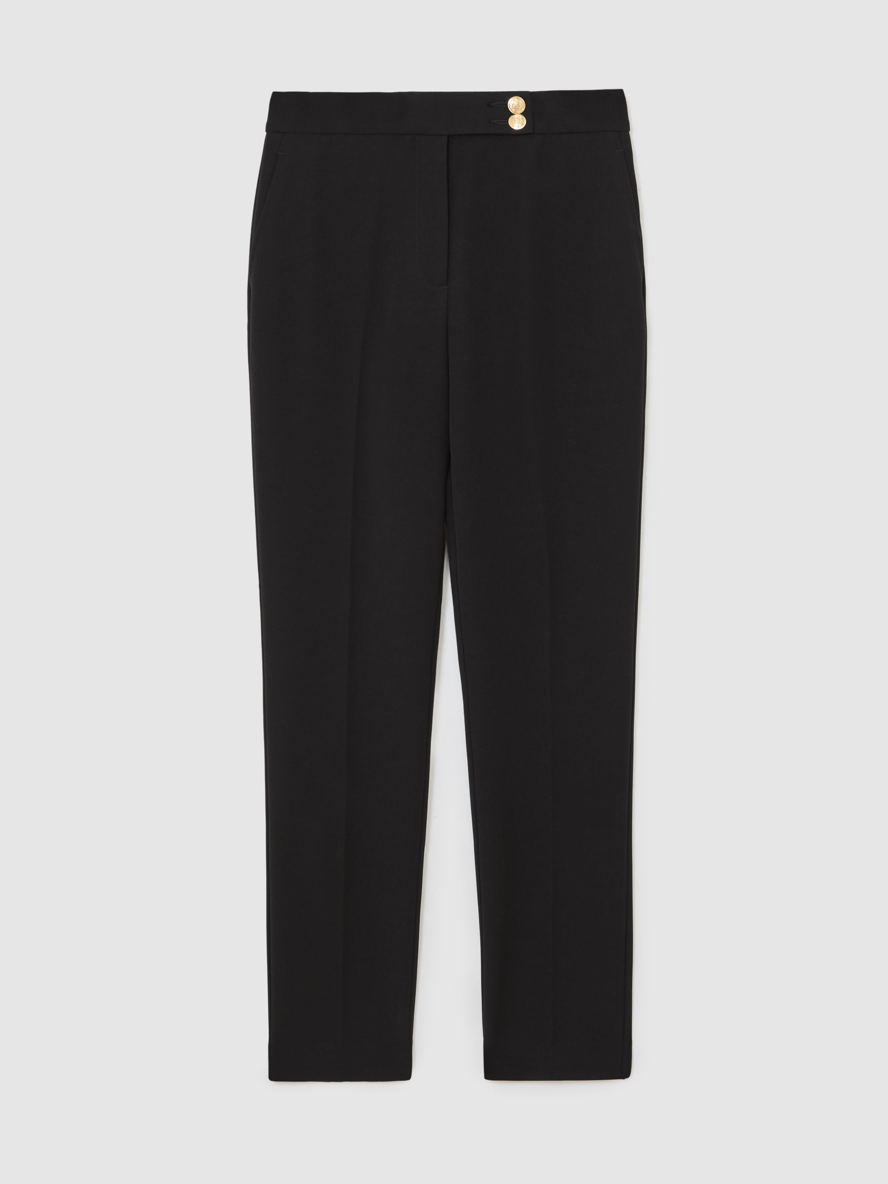 Petite Tapered Button-Detail Trousers in Black - image 1