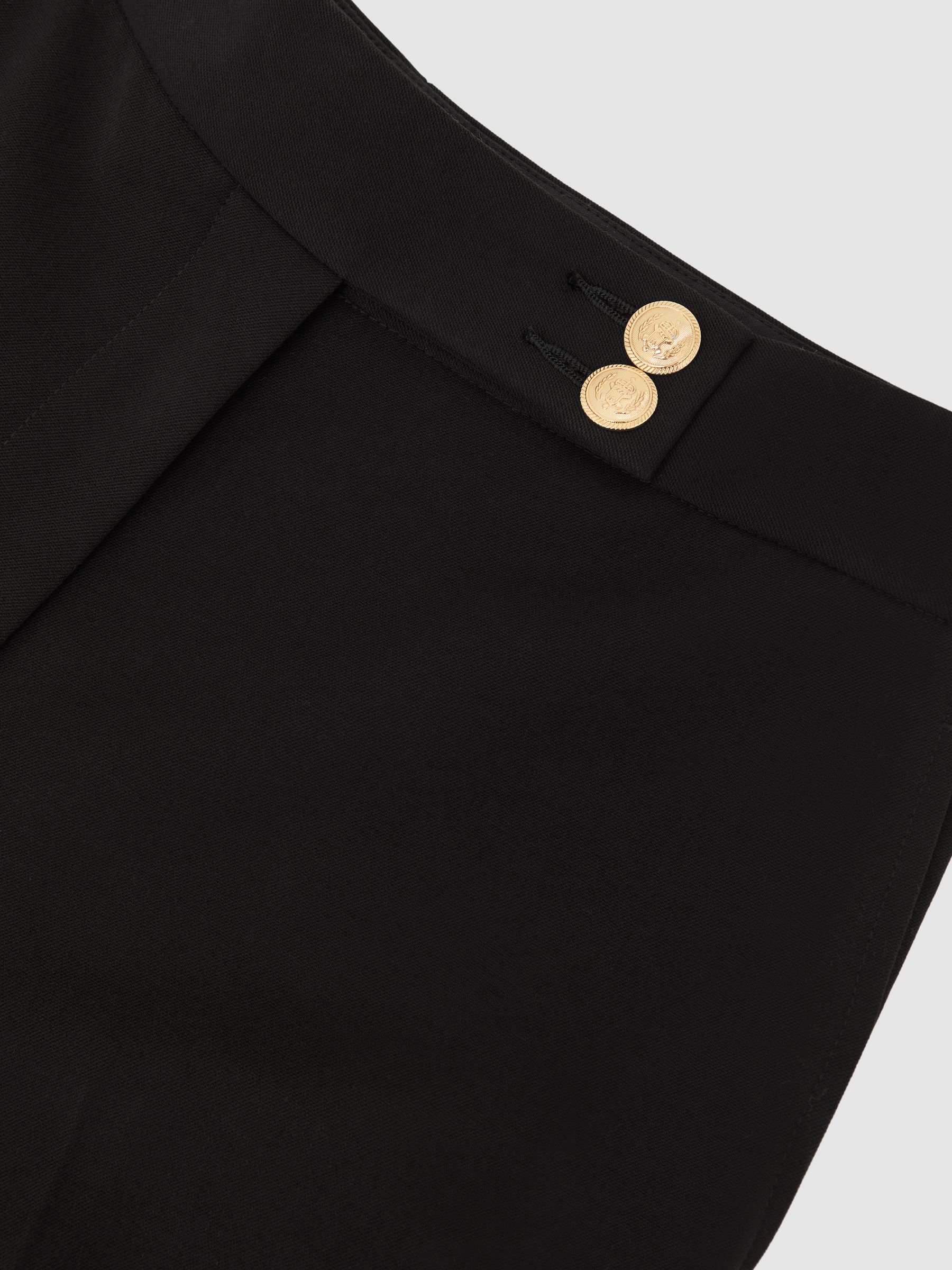 Petite Tapered Button-Detail Trousers in Black - image 4