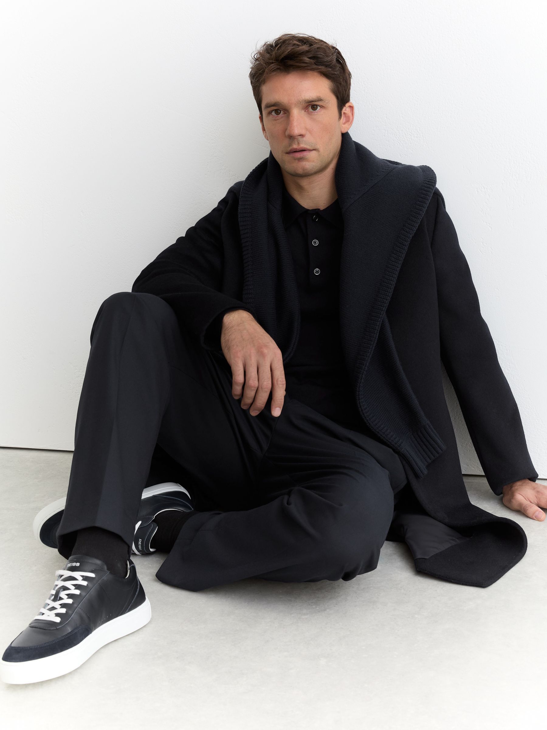 Bonded-Leather Low-Top Trainers in Dark Navy - Image 2 of 6