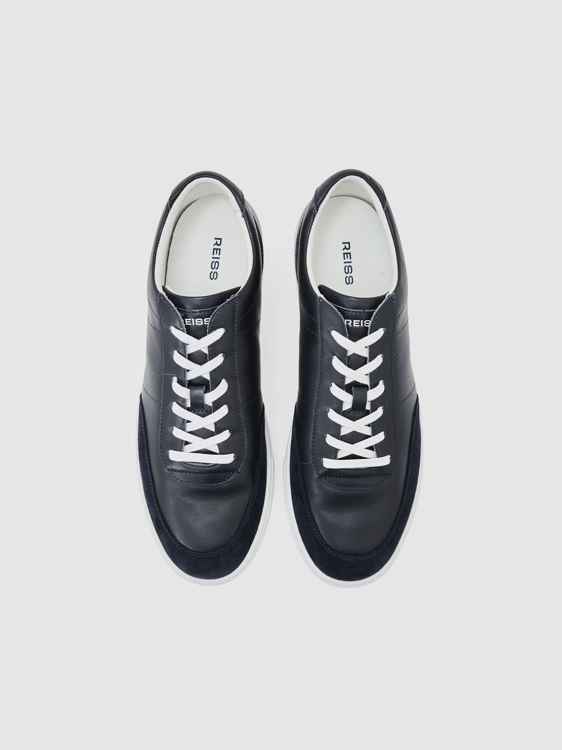 Bonded-Leather Low-Top Trainers in Dark Navy - Image 3 of 6