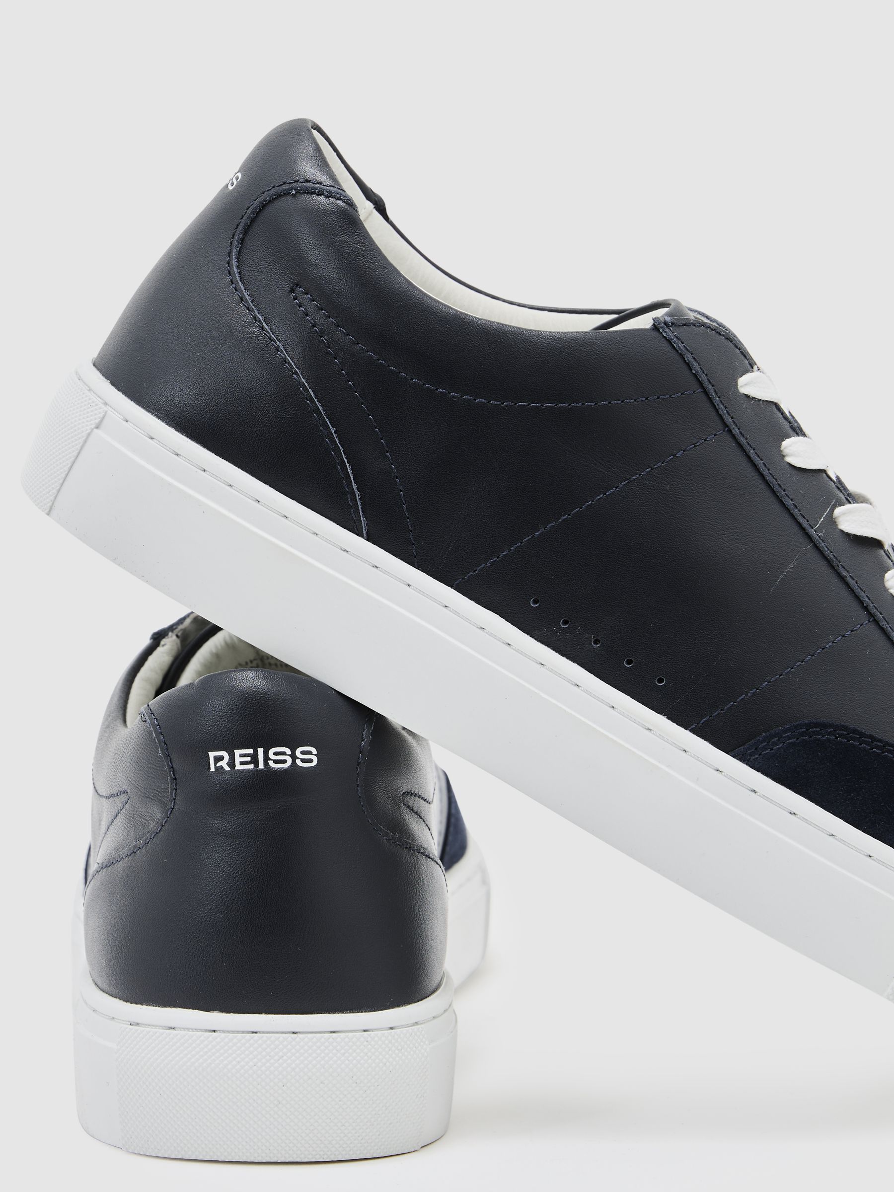 Bonded-Leather Low-Top Trainers in Dark Navy - Image 5 of 6