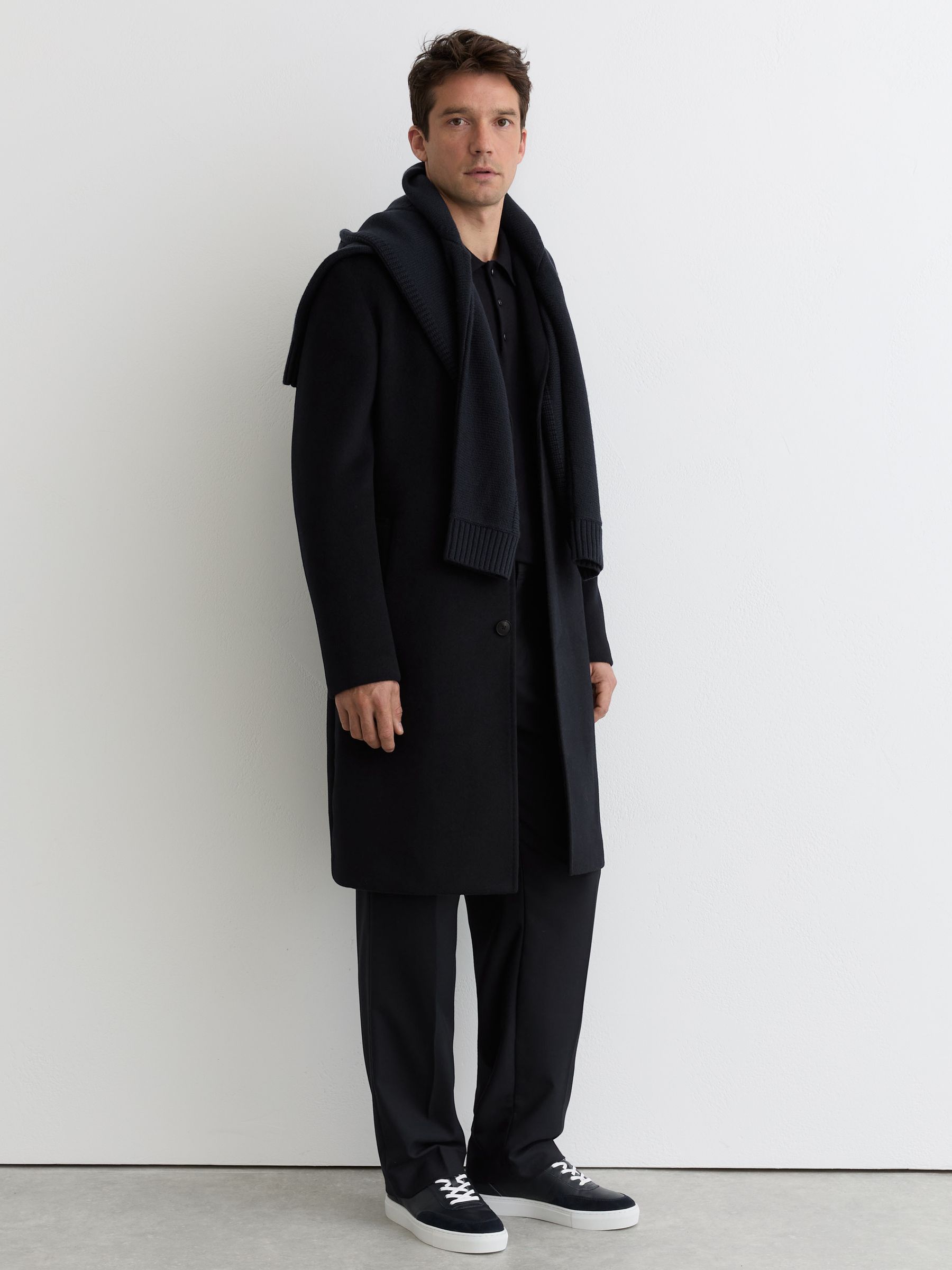 Bonded-Leather Low-Top Trainers in Dark Navy - Image 6 of 6