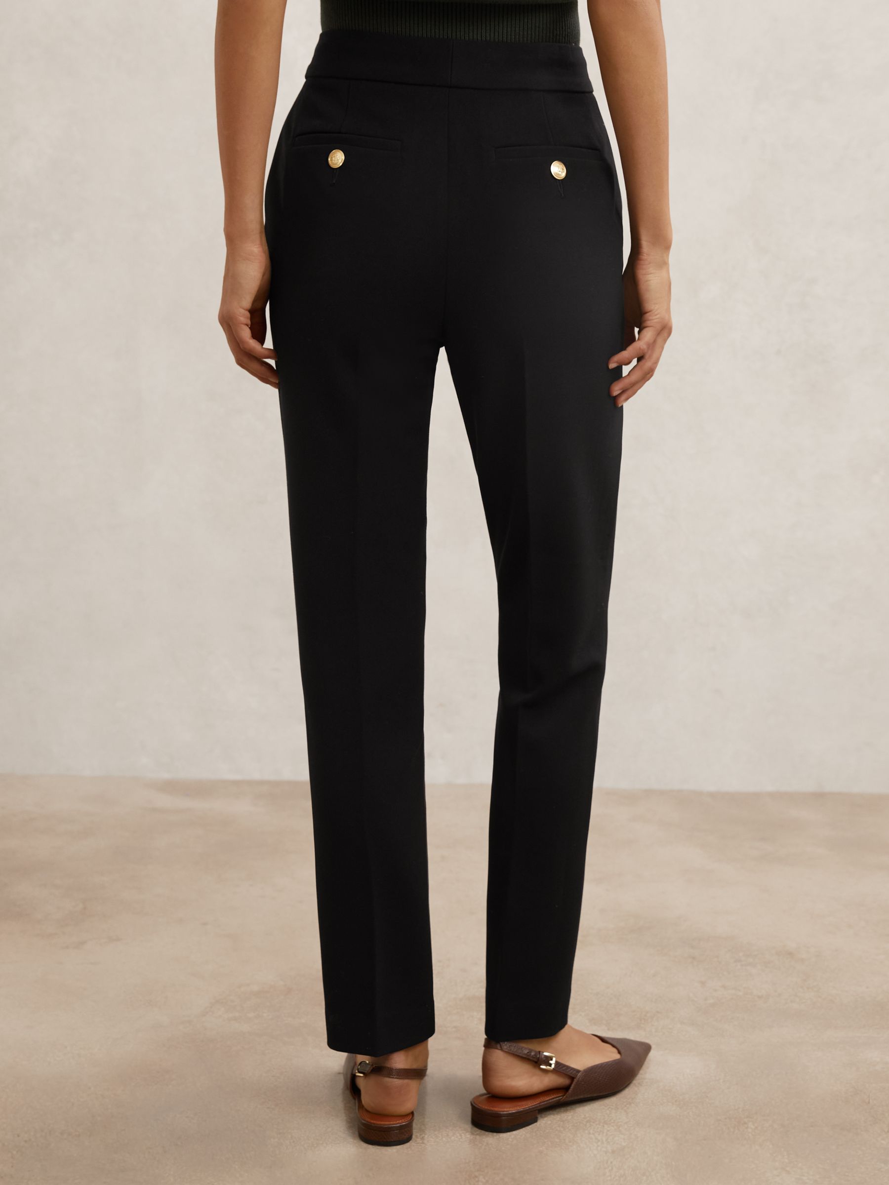 Tapered Button-Detail Trousers in Black - Image 5 of 6