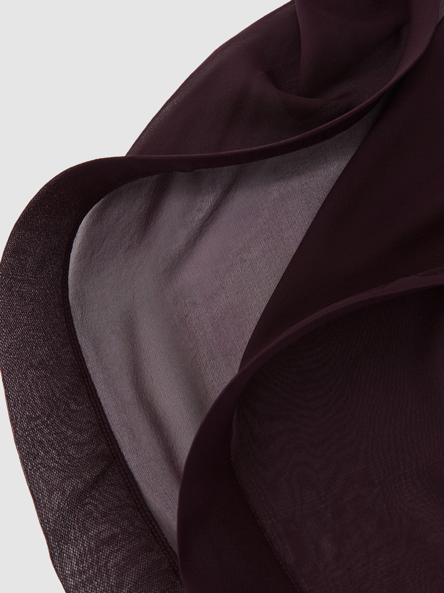 Silk Asymmetric-Ruffle Bandeau Top in Burgundy - Image 6 of 6