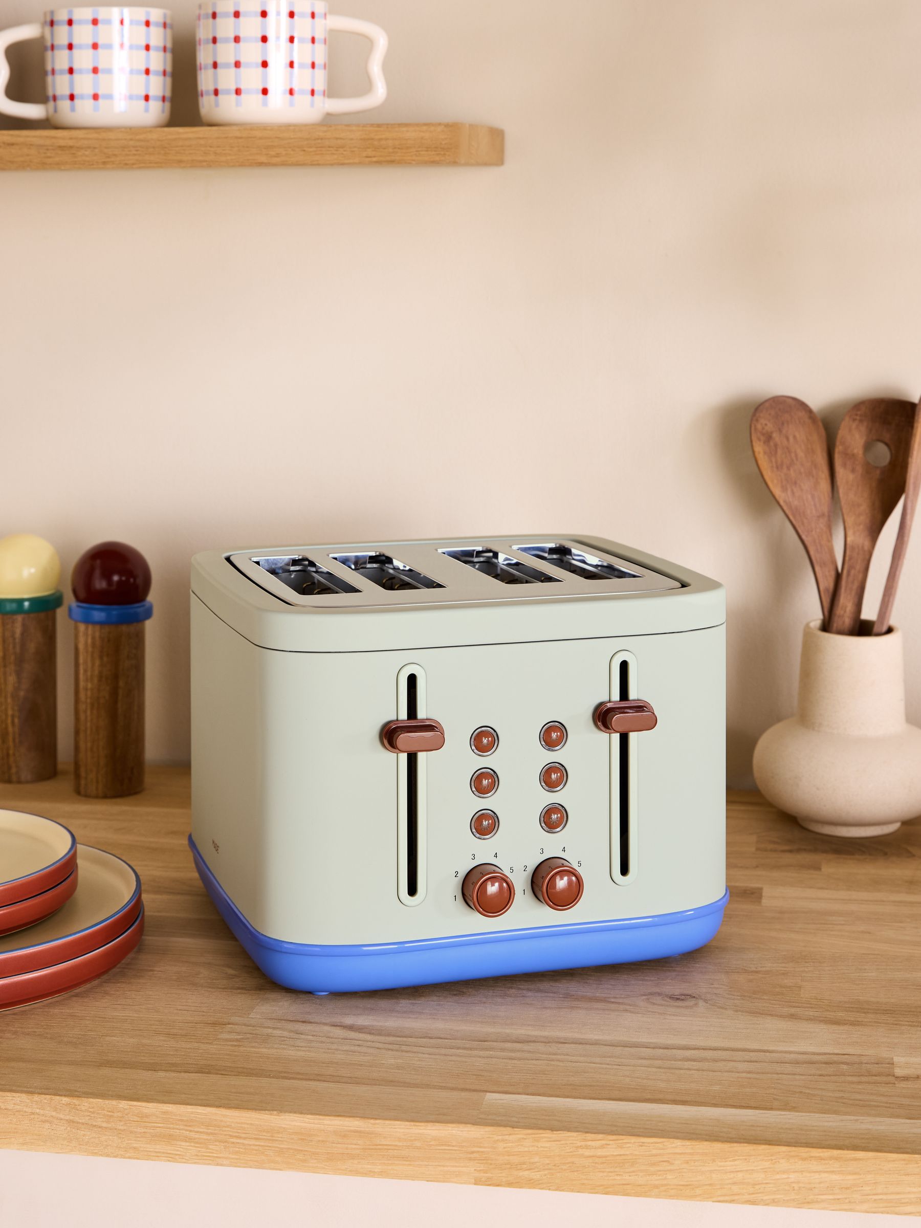 Ilya 4 Slice Toaster in Green/ Blue - Image 1 of 4