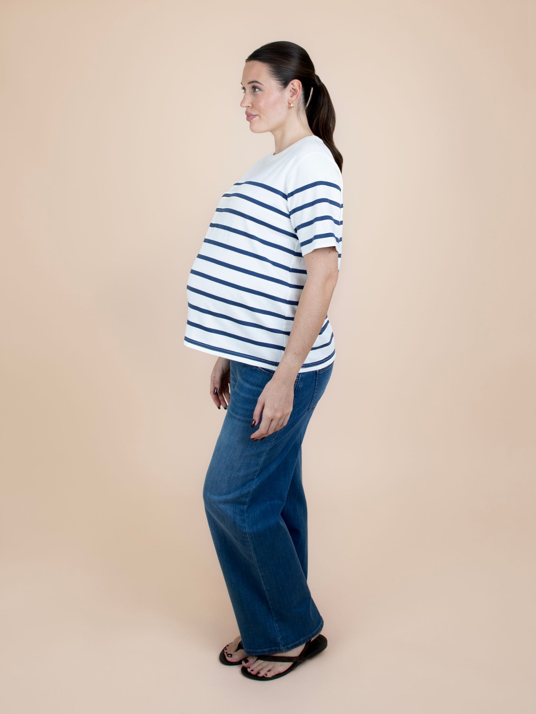 Blue Striped Oversized Maternity T-Shirt - Image 4 of 5