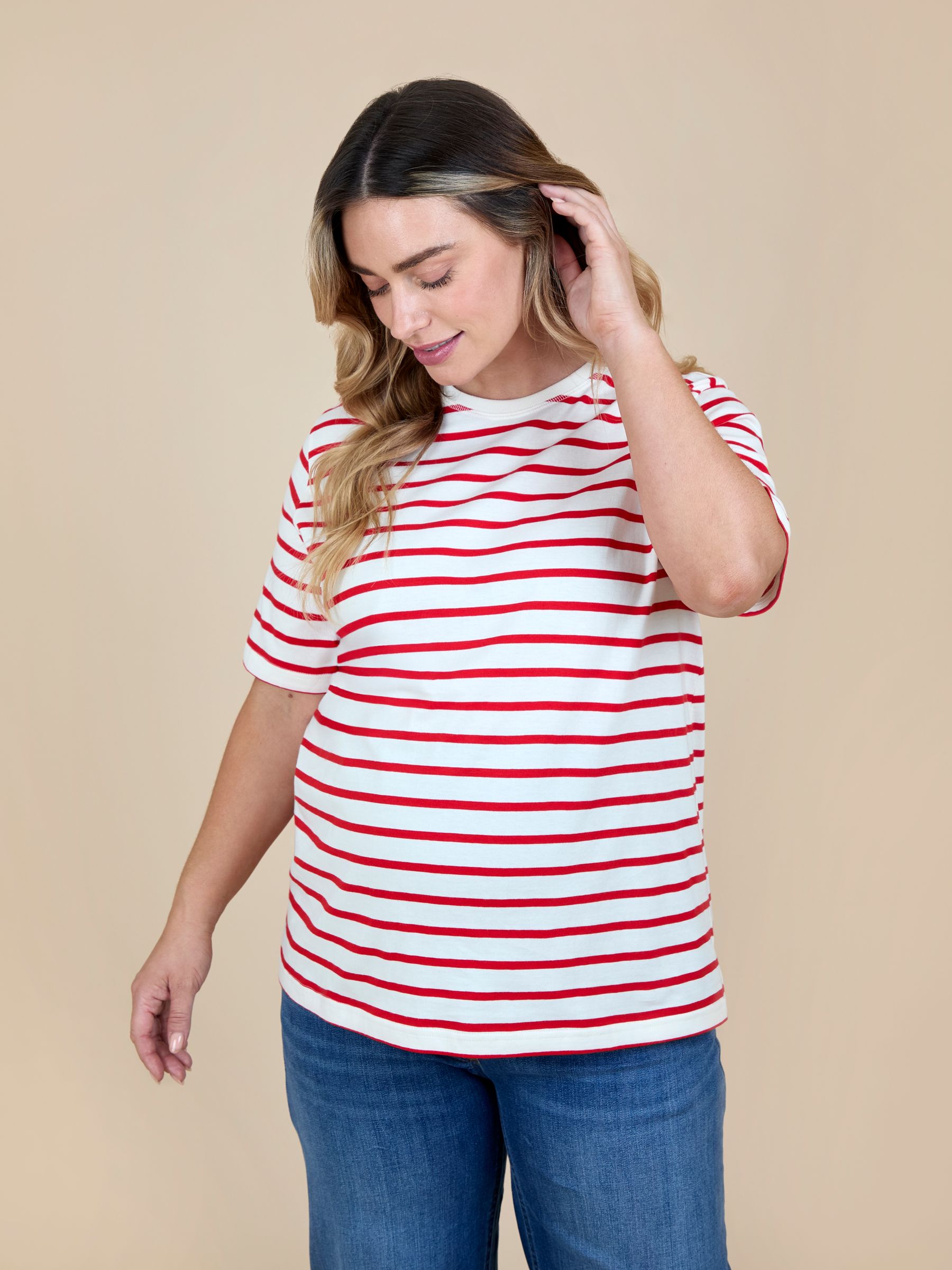 Red Striped Oversized Maternity T-Shirt - Image 4 of 5