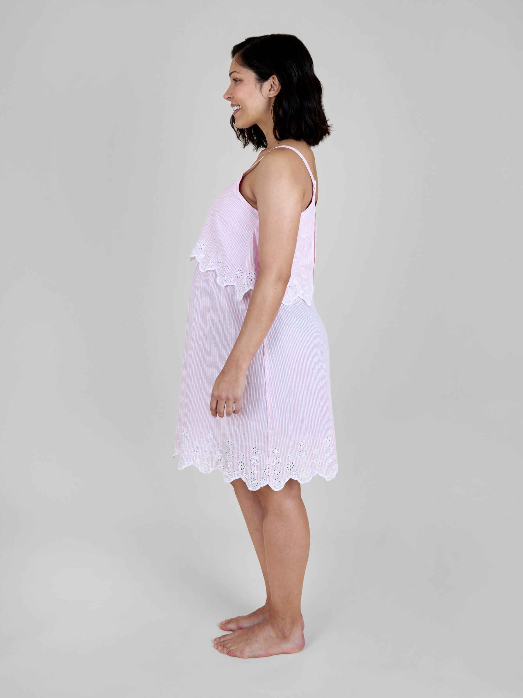 Pink Ticking Stripe Maternity & Nursing Nightdress - Image 2 of 5