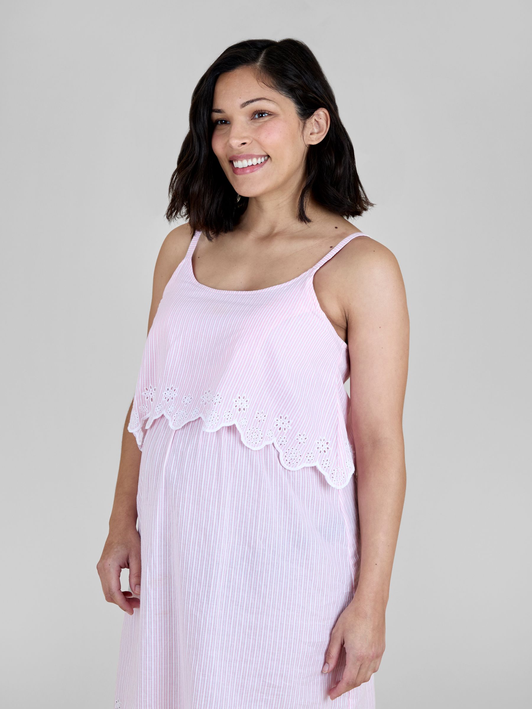 Pink Ticking Stripe Maternity & Nursing Nightdress - Image 4 of 5