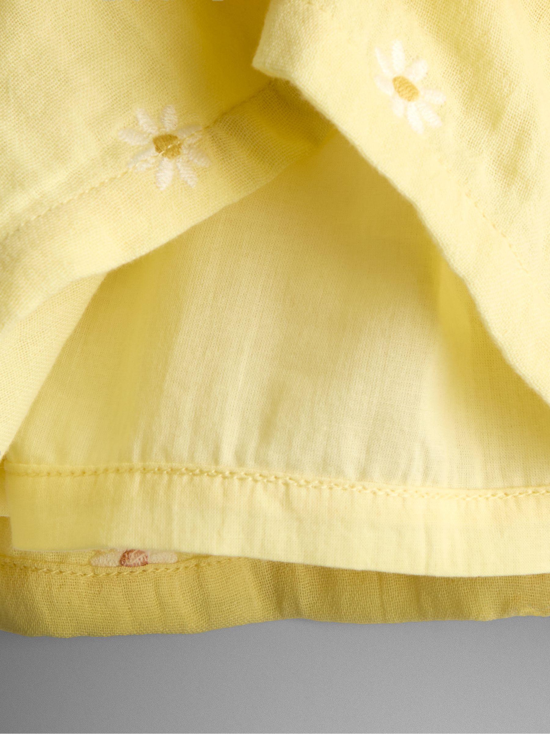 Yellow Floral Embroidered Cheesecloth Combo Dress - Image 4 of 4