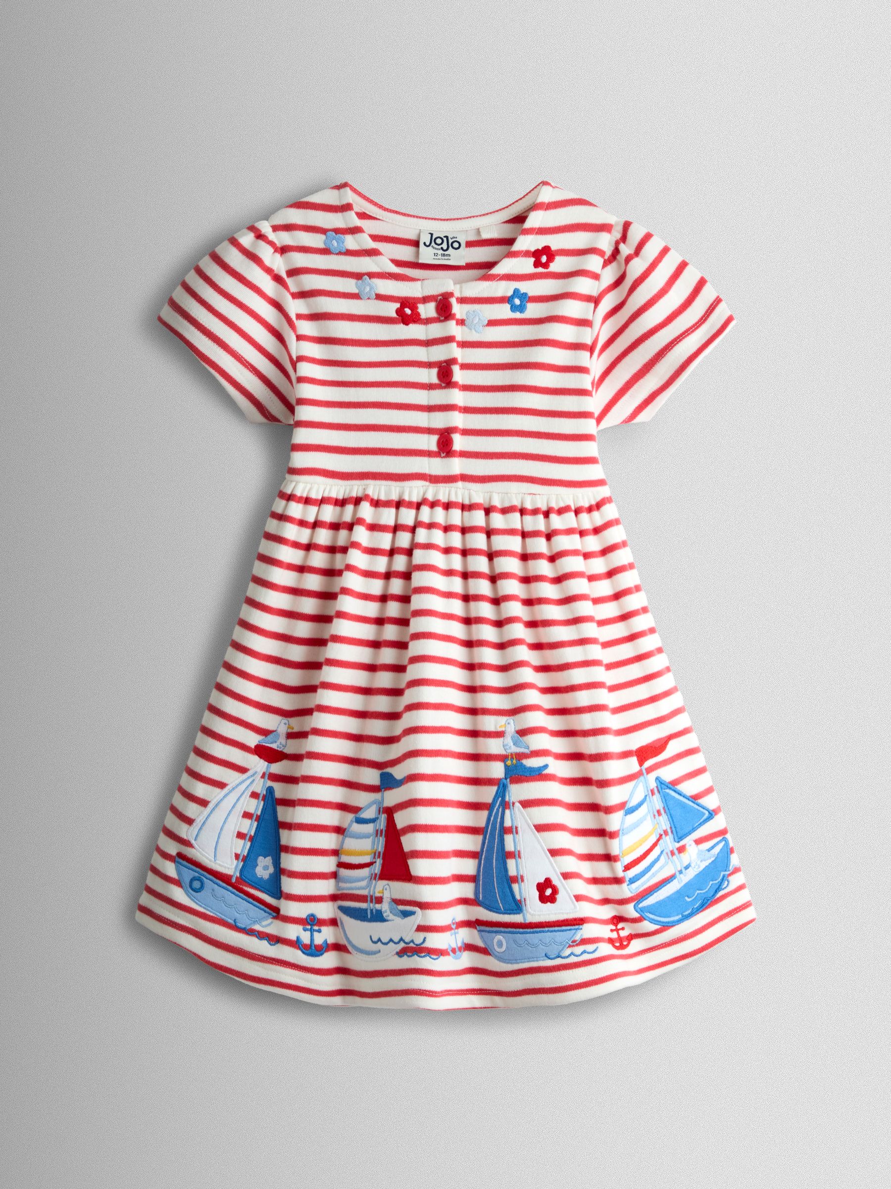 Red Boat Appliqué Classic Button Front Dress - Image 1 of 3